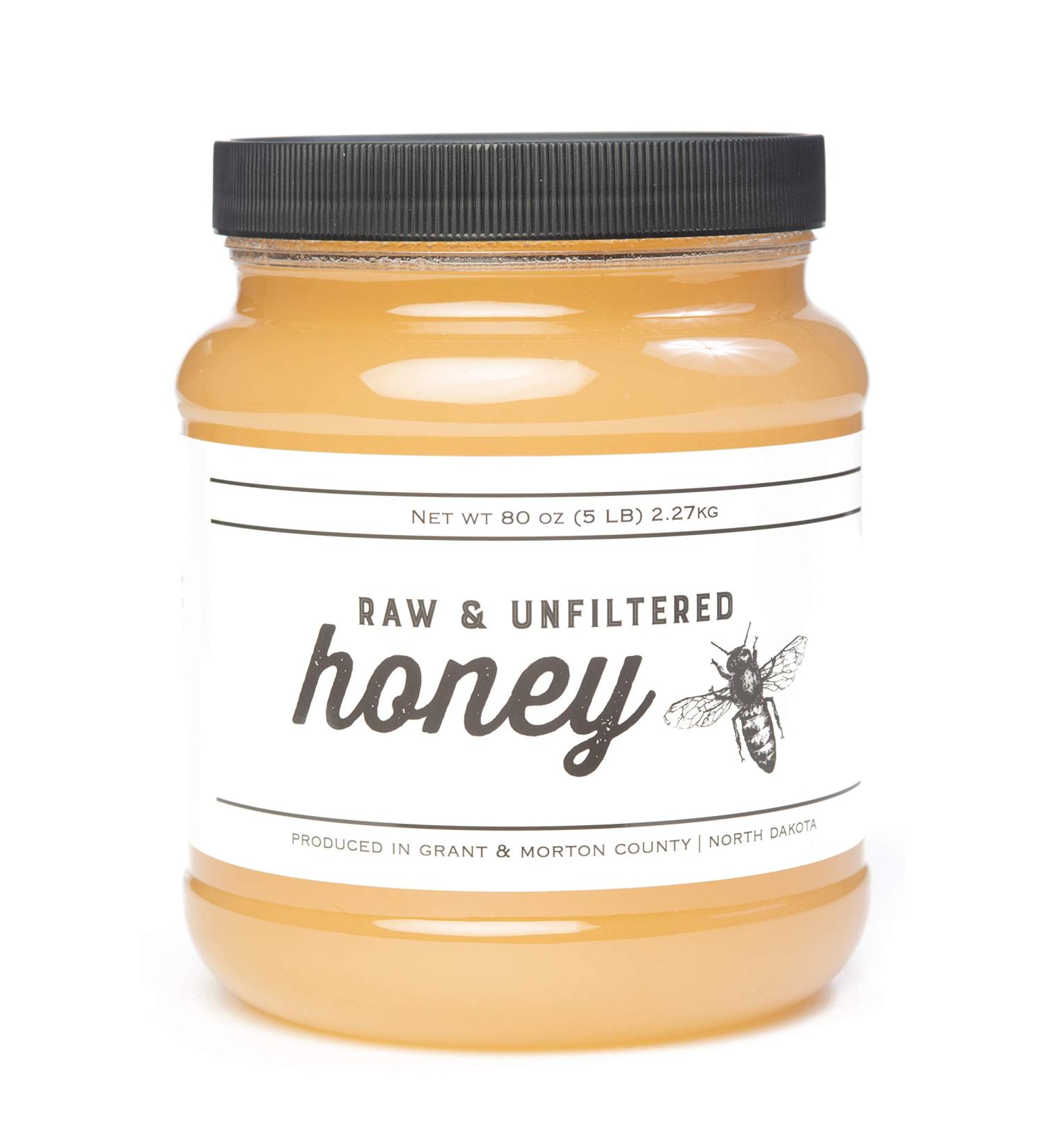 TJO Bees Raw & Unfiltered Honey - 5 LB (80 OZ) Jar, 100% Pure, Natural Honey - Buy Online on SooperMarket.com
