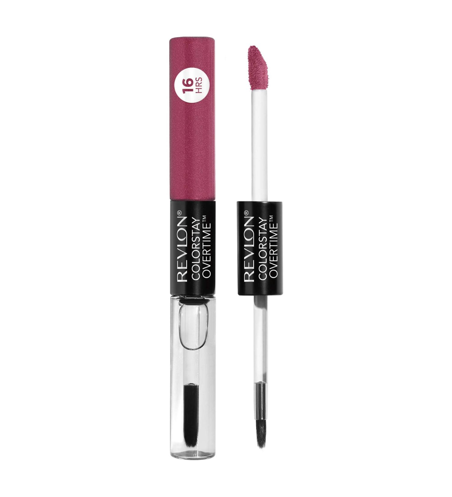 Revlon ColorStay Overtime Lipcolor in Pink Infinite Raspberry (005) - Dual Ended Liquid Lipstick with Clear Lip Gloss, Infused with Vitamin E - 0.07 Fl Oz - Buy Online on SooperMarket.com
