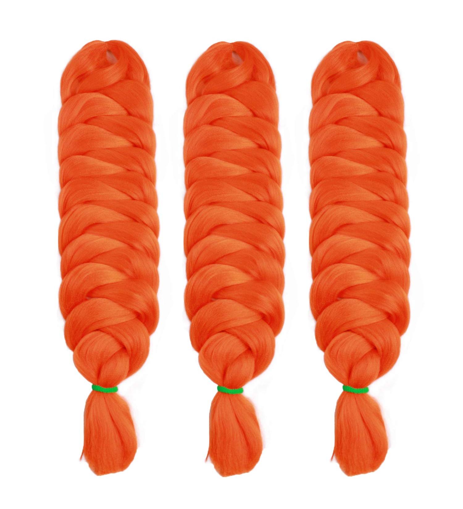 Buy MapofBeauty 3pcs Ombre Crochet Jumbo Braid Hair Extensions - Fluorescent Orange | Wholesale International Shipping - Buy Online on SooperMarket.com