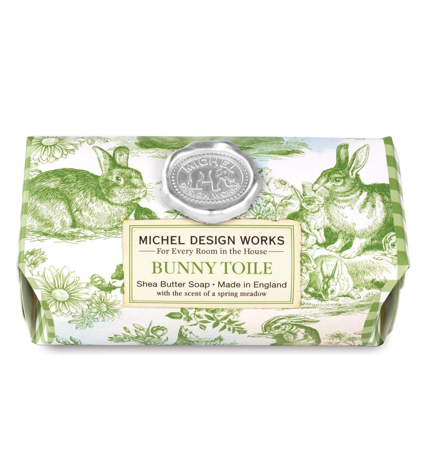 Michel Design Works Large Bath Soap Bar  Bunny Toile