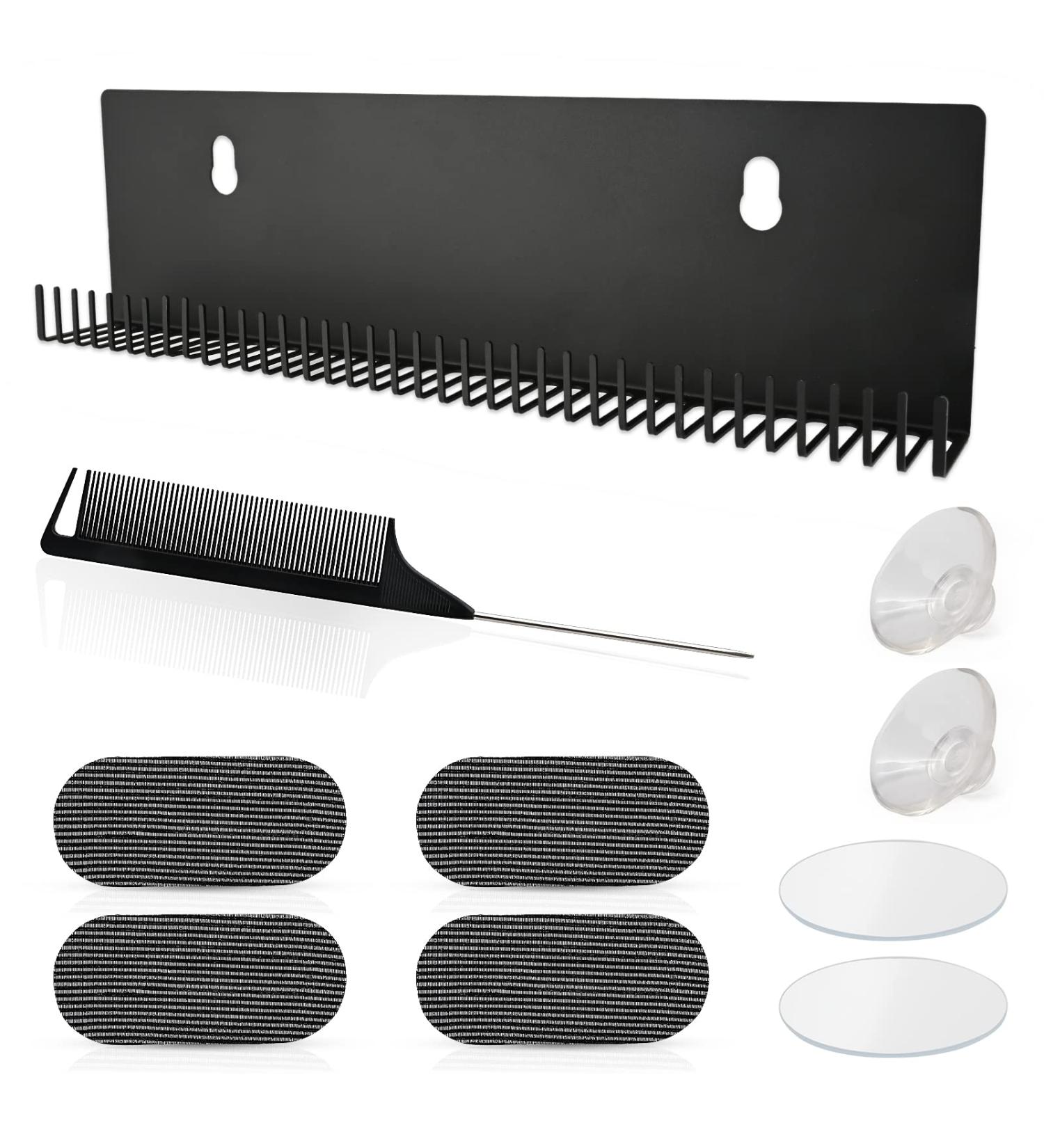 EHDIS Hair Extension Holder Kit including Bangs Hair Pad and Comb Hair Wig Storage U Shape Wall hung Type Hair Color Style Display Holder Stainless steel with holes Black - Buy Online on SooperMarket.com