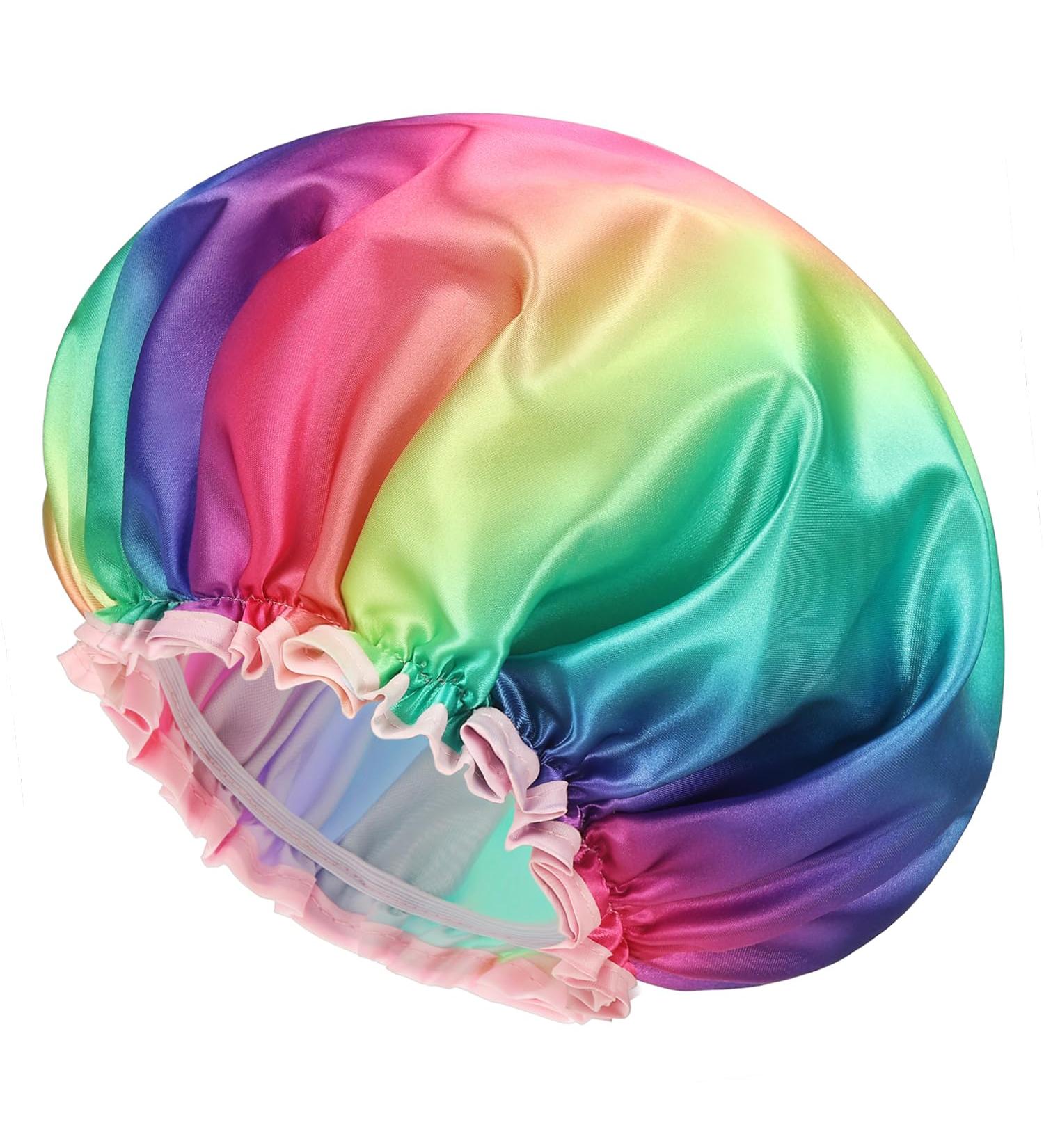 Buy Mikimini XL Shower Hood for Women | Waterproof Double-Lined 2-Pack | Soft & Fashionable Rainbow Design for Long Hair - Buy Online on SooperMarket.com