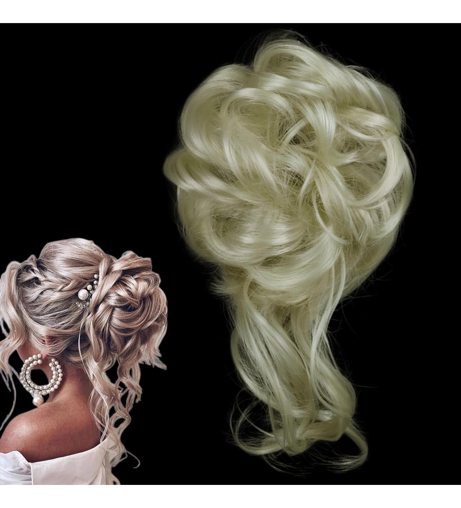 Prinfantasy XXL Bridal Hairstyle Voluminous Wavy Messy Bun Scrunchy Updo | GBFQ018 One Size - Buy Online on SooperMarket.com