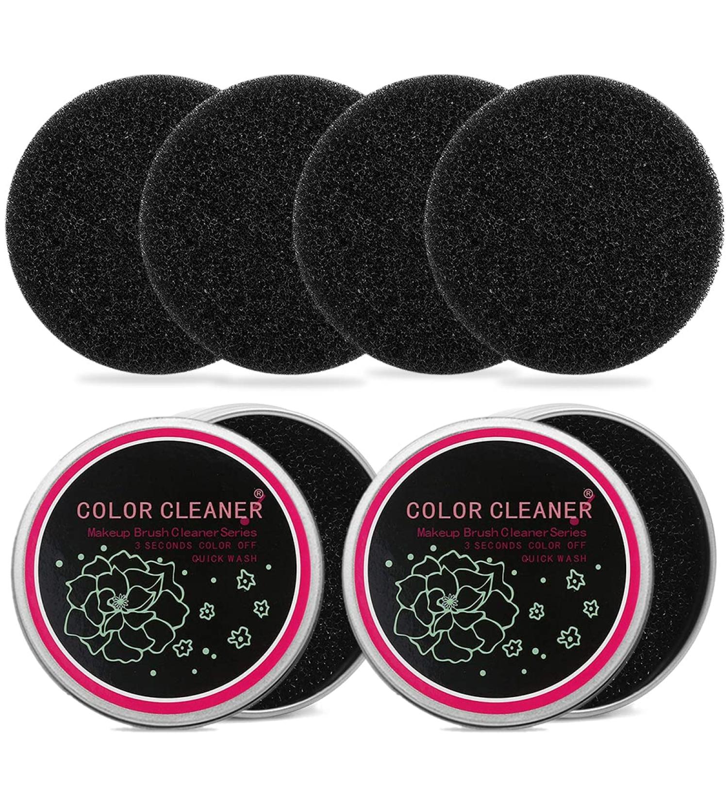 Professional Make-Up Brush Cleaner | 6 PCS Set with 2 Iron Boxes & 6 Sponges | Quick Color Change & Easy to Clean | Reusable Brush Cleaner - Buy Online on SooperMarket.com