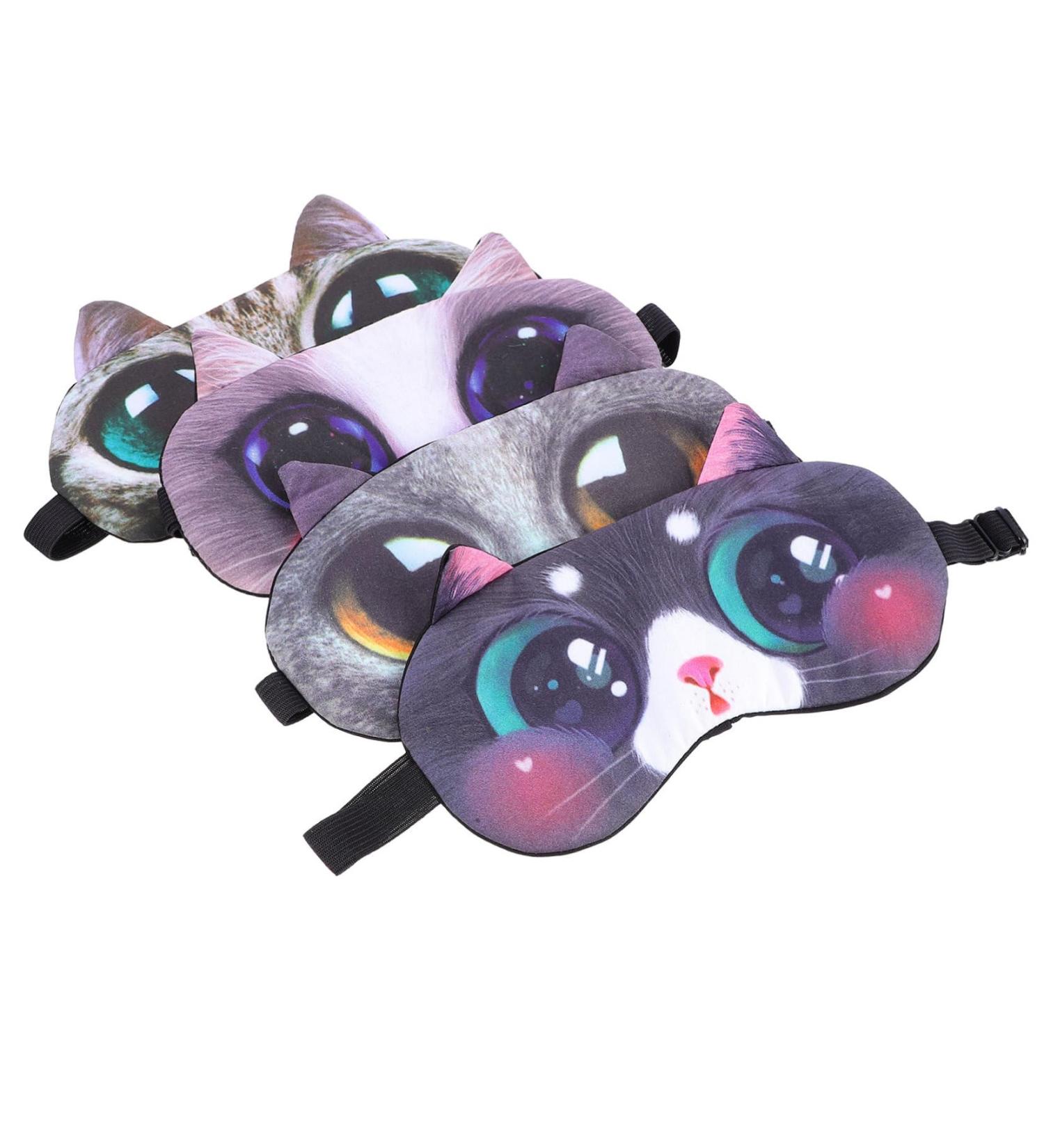 Healeved 4 Pcs Blindfold Ice Pack Silk Eye Mask Set for Sleep | Animal Print Plush Travel Masks | Snap Covers for Work and Travel - Buy Online on SooperMarket.com