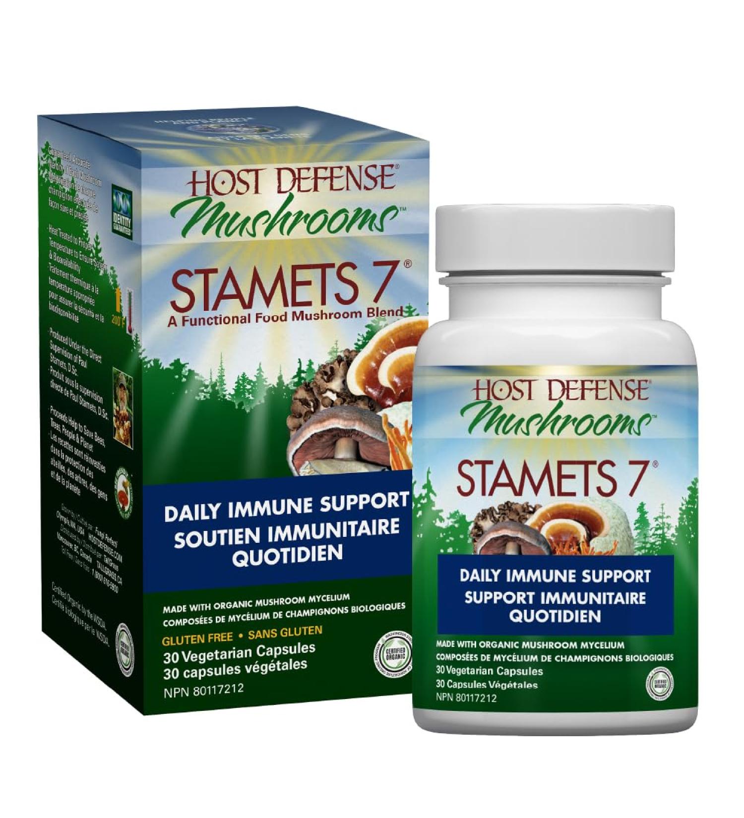 Host Defense Stamets 7 Mushroom Capsules Daily Immune Support & Energy with Organic Mycelium Blend Immune Support Blend with Lion's Mane Chaga Cordyceps Reishi Maitake Mushroom Turkey Tail Mushrooms Supplement Certified Organic Vegetarian Capsules Stamets - Buy Online on SooperMarket.com