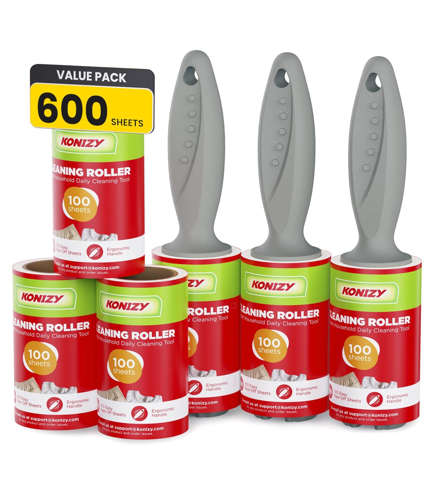 KONIZY Pet Hair Lint Rollers - 600 Extra Sticky Sheets - Mega Value Set with 3 Upgraded Handles - Portable Lint Remover for Clothes, Furniture, Carpet - Dog & Cat Hair Removal - Red - Buy Online on SooperMarket.com