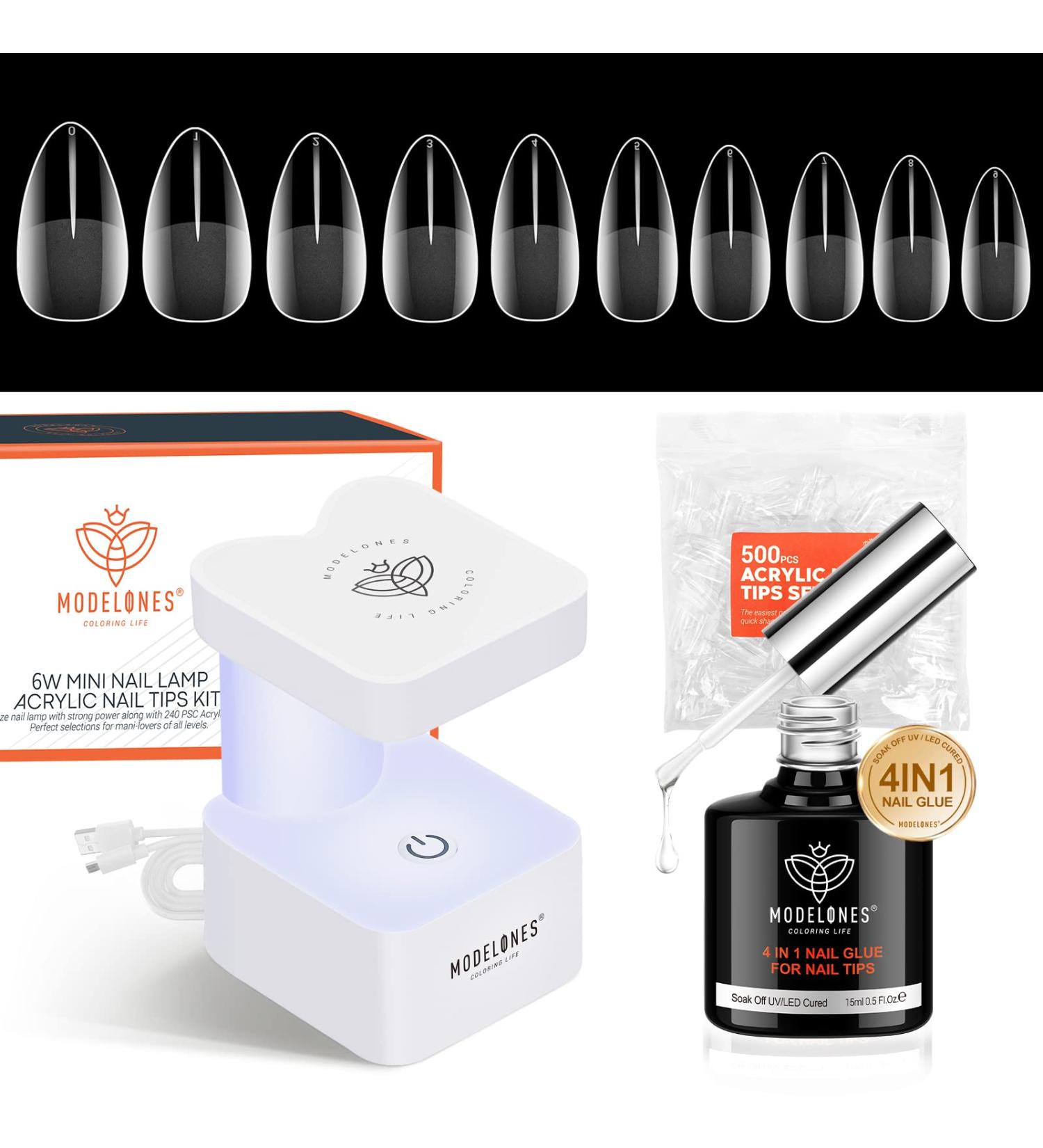 Modelones Nail Tips and Glue Gel Kit with Nail Lamp - 4 in 1 Upgraded Gel x Nail Kit for Fast Nail Extensions | Valentine's Gift for Women - Buy Online on SooperMarket.com