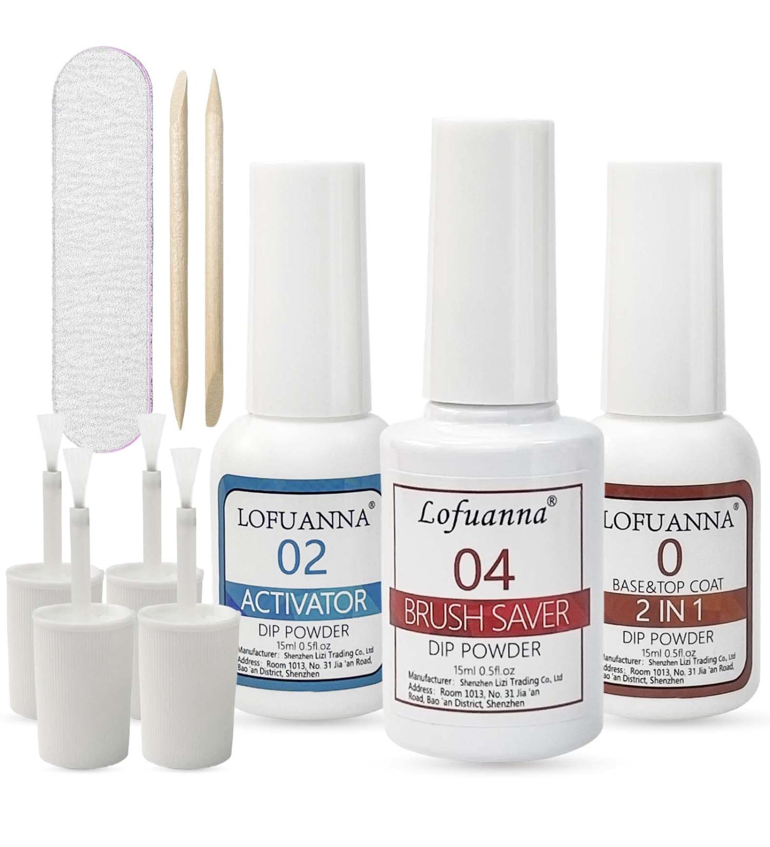 Dipping Powder Liquid Set Nail Dip Powder Liquid with 15ml 2 in 1 Base & Top Coat Activator and Brush Saver for Dip Powder Starter Kit No UV/LED Nail Art Manicure for Home DIY Salon - Buy Online on SooperMarket.com