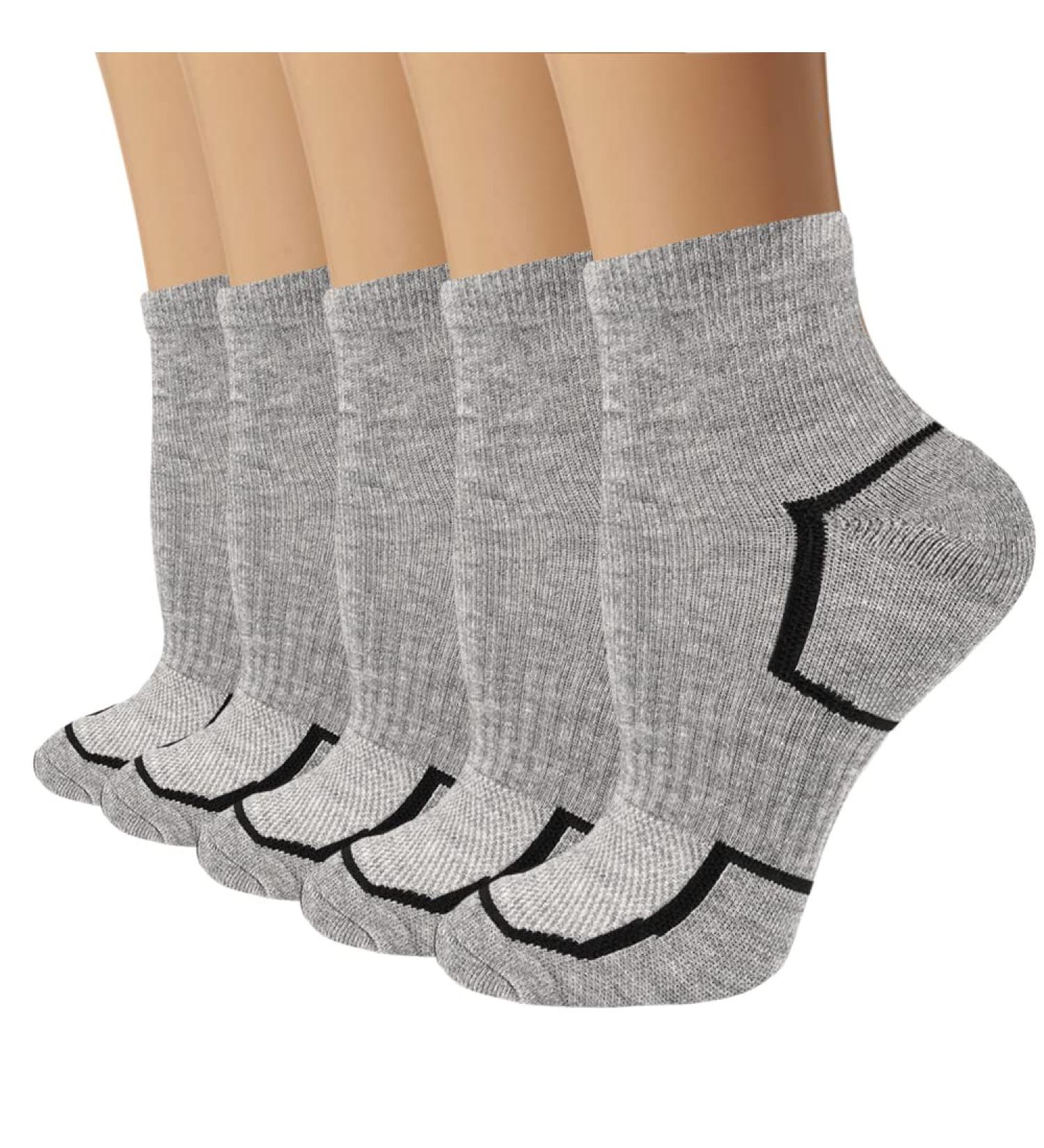 yueG Copper Compression Socks | Arch Ankle Support for Athletic Running & Medical Cycling - 5 Pairs (Gray, S-M) - Buy Online on SooperMarket.com