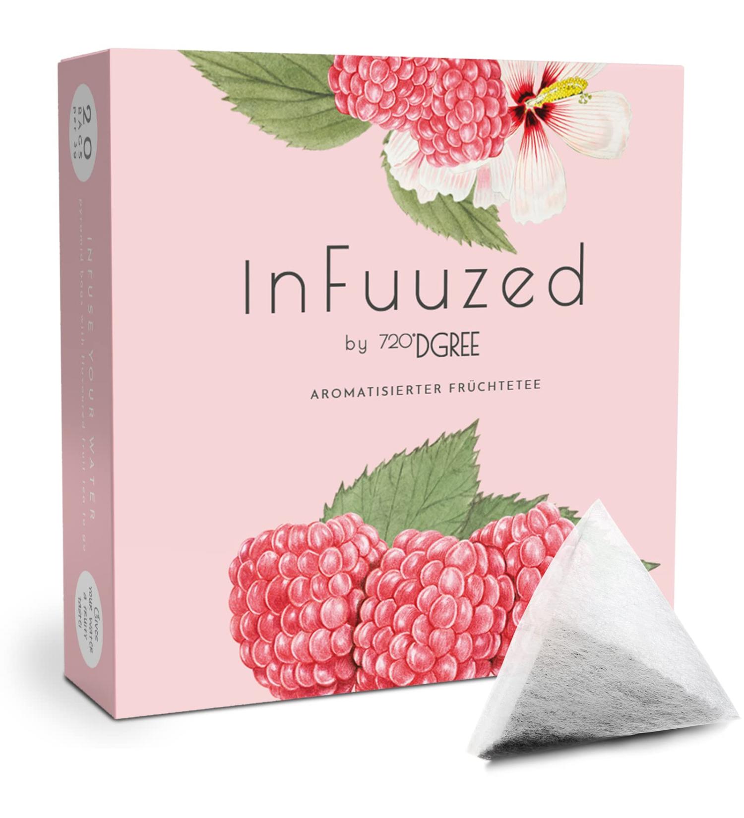 720 DGree Infuuzed Raspberry - Sugar-Free Calorie-Free Drink Alternative - 20 Bags (10+ Liters) - Perfect for Bottles - Buy Online on SooperMarket.com