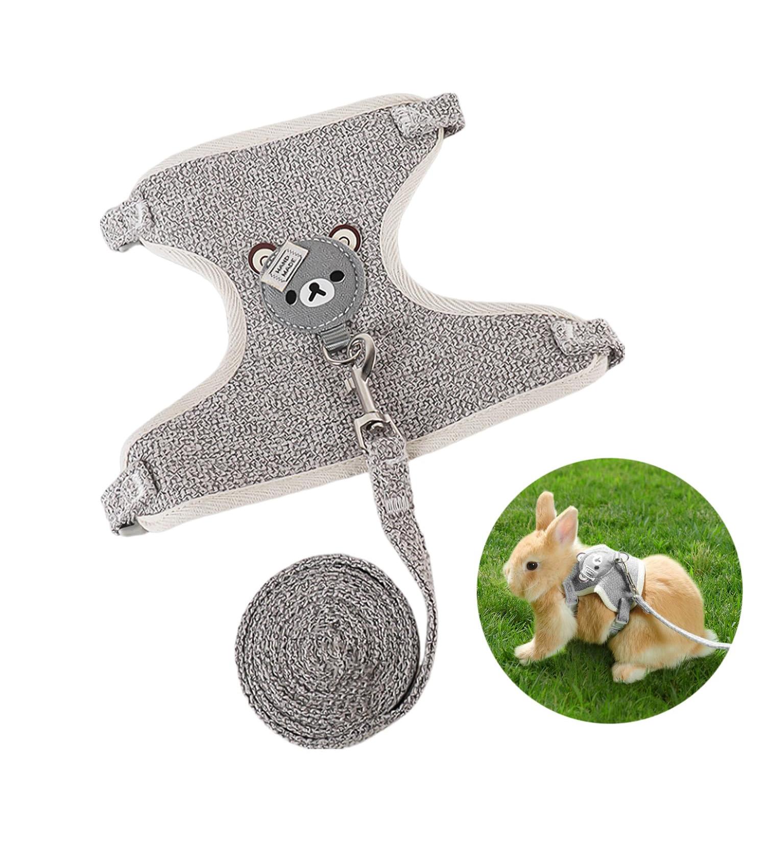 Shop Premium Rabbit Accessories: Harnesses Collars Leashes & Dishes for Small Animals - Adjustable & Breathable (Gray) - Buy Online on SooperMarket.com