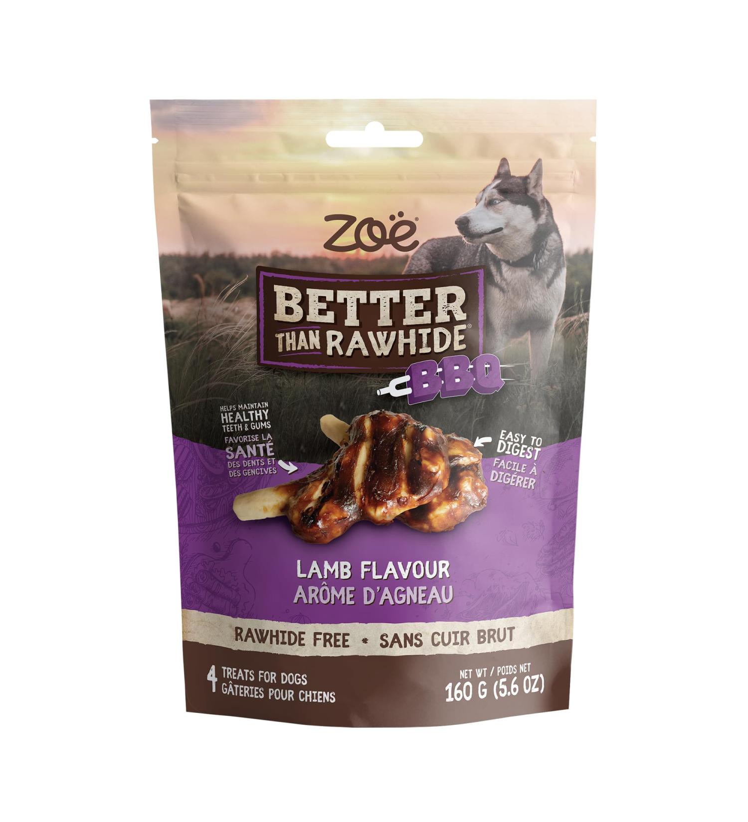 Zo Better Than Rawhide BBQ Chop Dog Treats - Lamb Flavour - 4 Pack