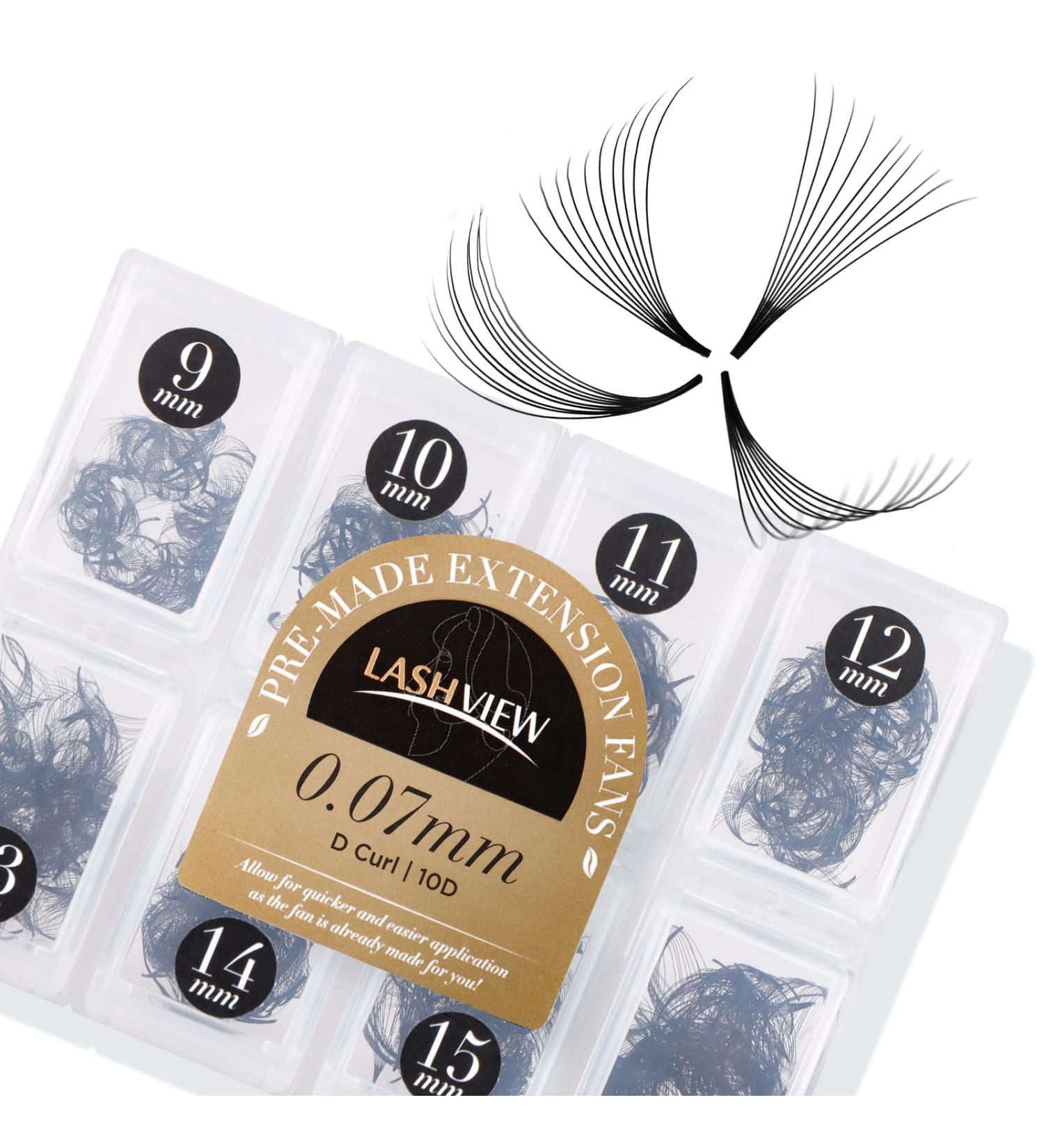 LASHVIEW 1000 Premade Volume Eyelash Extensions - 10D D Curl Mixed Tray Handmade Thin Base 9-16mm 1000 Fans | Shop Internationally - Buy Online on SooperMarket.com