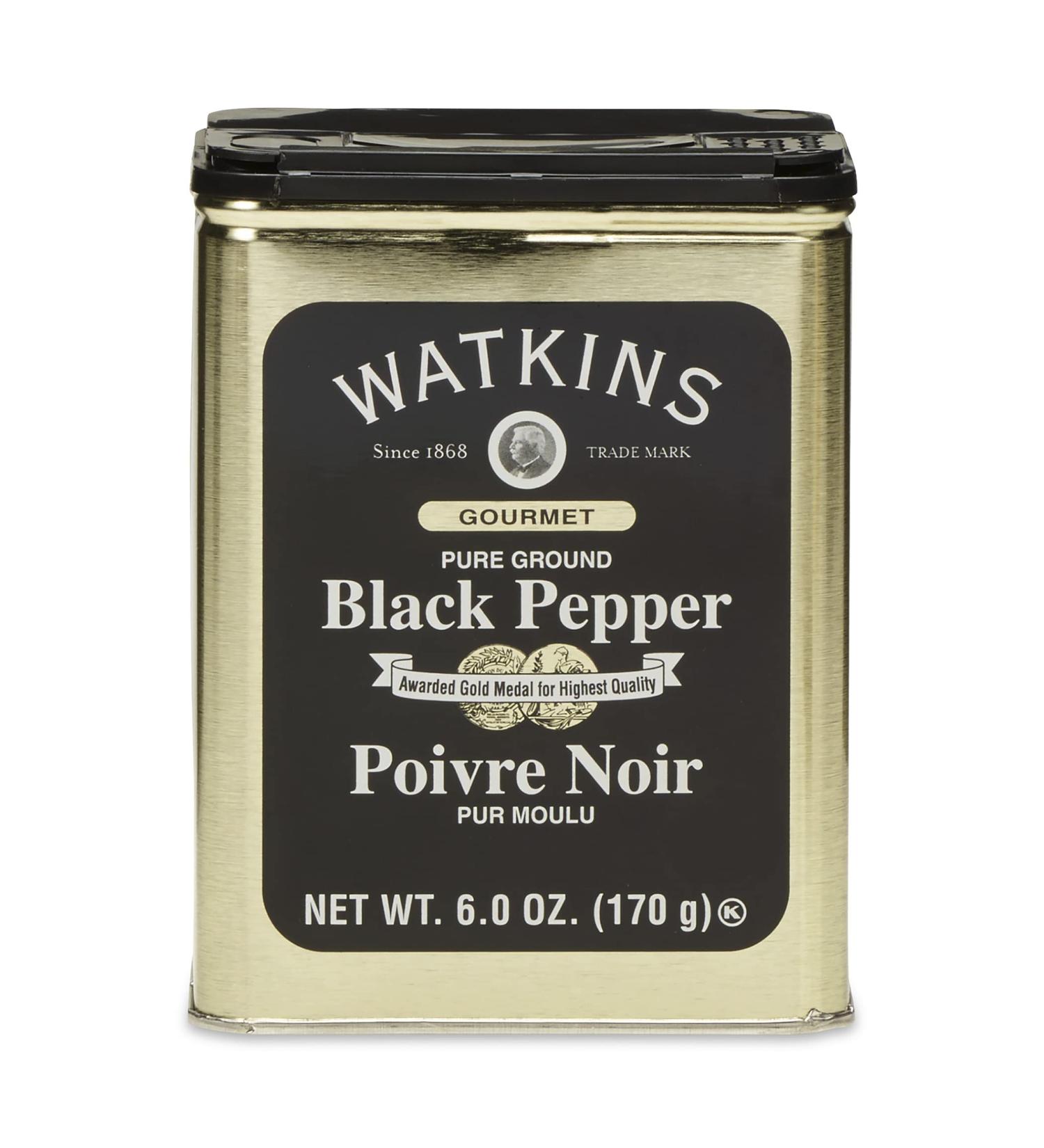 Watkins Gourmet Spice Tin - Pure Ground Black Pepper 6 oz. Tin - 1-Pack - Buy Online on SooperMarket.com