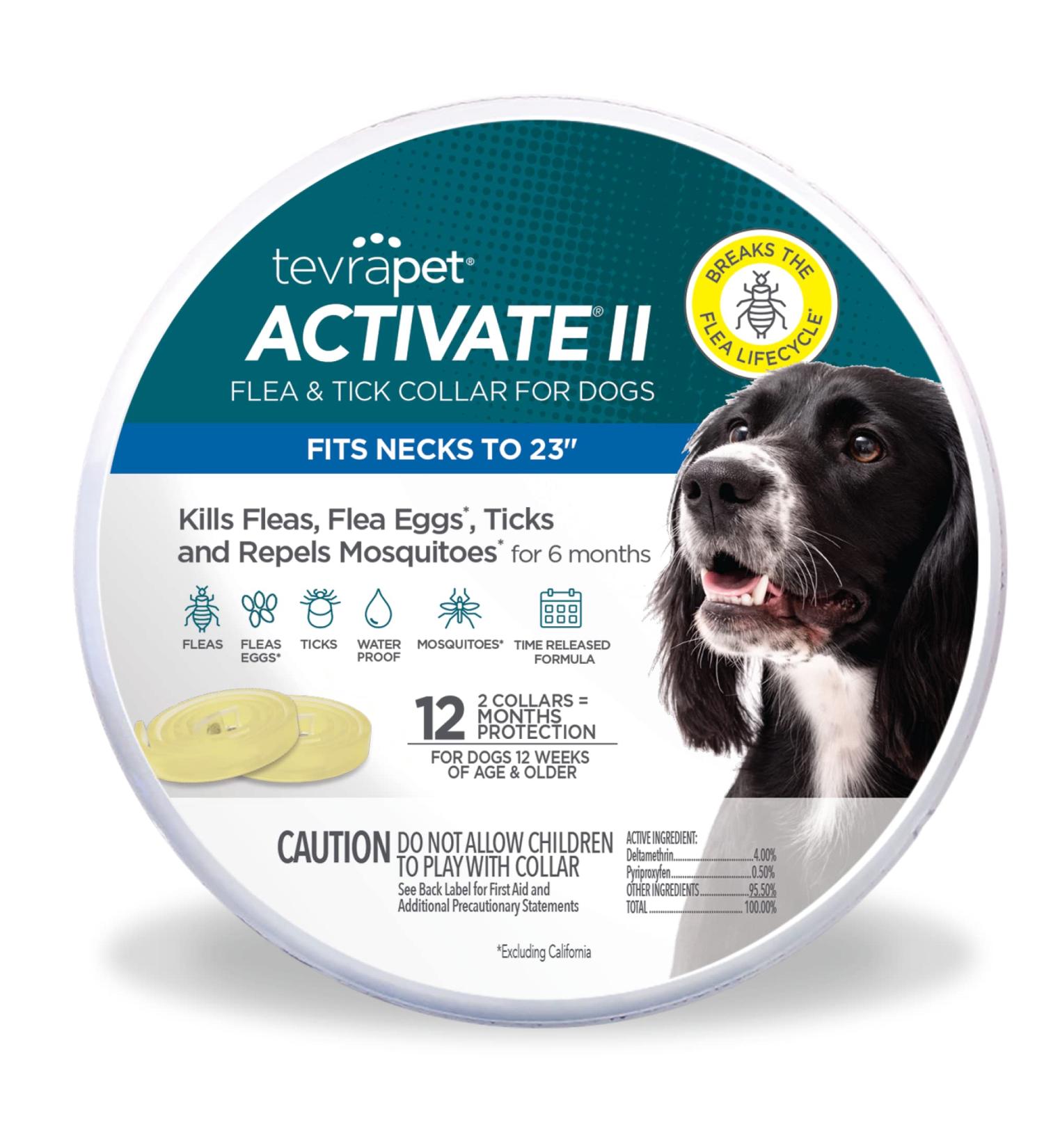 TevraPet Activate II Flea and Tick Collar for Dogs - 12 Month Prevention, 2 Count - One Size Fits All - Buy Online on SooperMarket.com