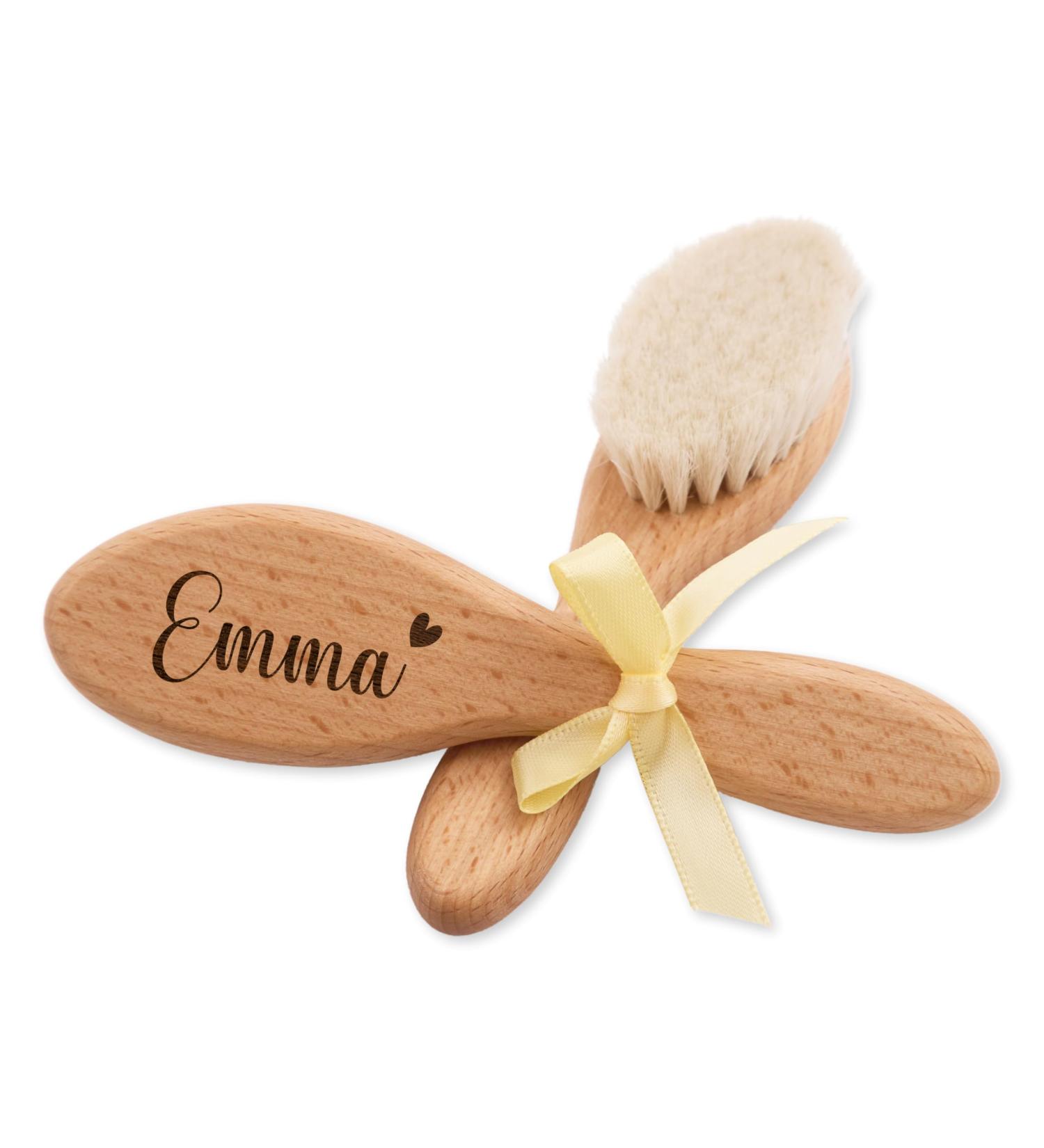 Personalized Baby Brush - Soft Goat Hair & Beech Wood for Newborns | Ideal Infant Care Comb - Buy Online on SooperMarket.com