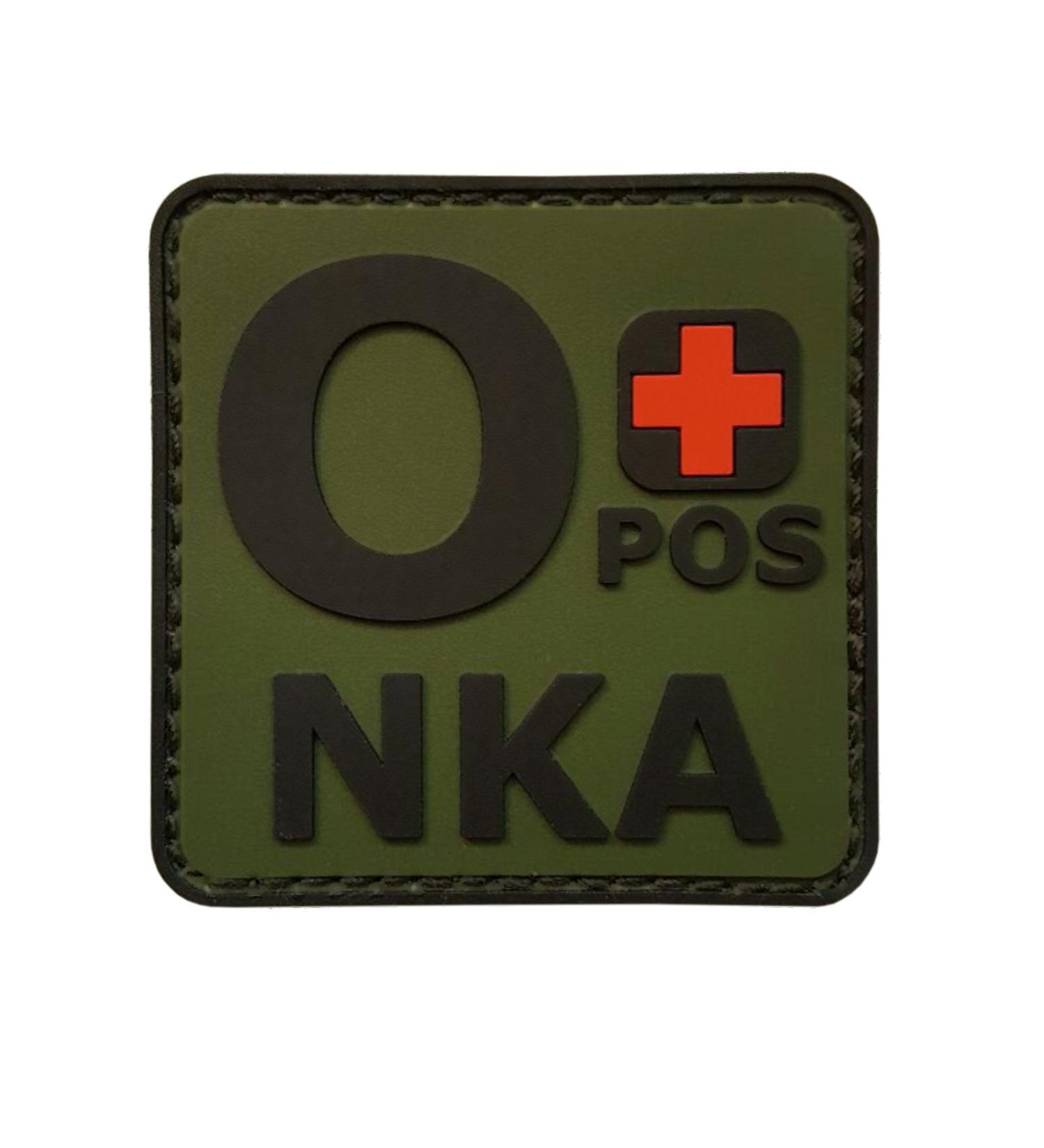 Olive Drab Blood Type O+ NKA OD Morale PVC Rubber Fastener Patch - Buy Online on SooperMarket.com