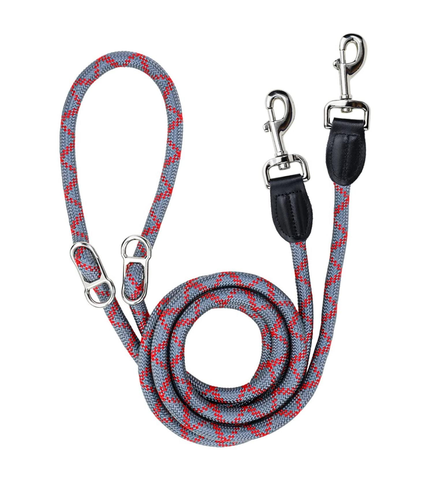 Adjustable 2.6m Dog Leash - Reflective Multifunctional Nylon for Walking Running & Training - Red & Gray - Buy Online on SooperMarket.com