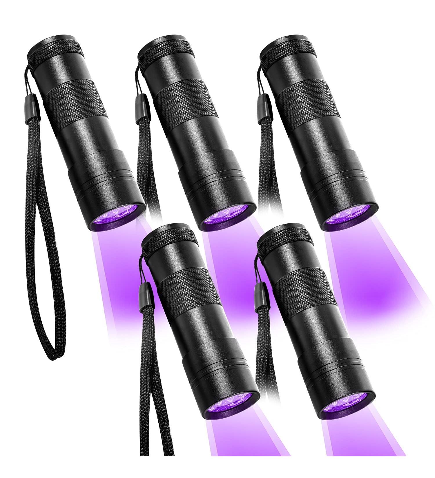 BeinHome UV Flashlight Black Light - 5 Pack UV Lamps with 12 LEDs 395nm Pet Urine Detector for Dog and Cat - Includes 15 AAA Batteries - Buy Online on SooperMarket.com