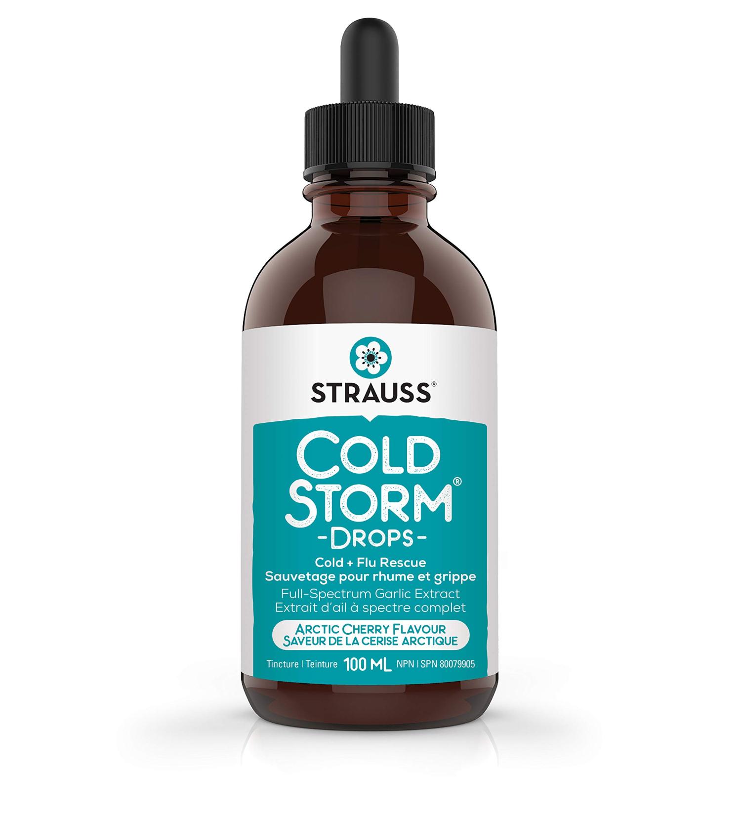 Strauss Naturals Coldstorm Drops Immune & Respiratory Systems Support Supplements with Arctic Cherry Flavor Natural Formula Gluten-Free Soy-Free and Non-GMO 100 ml - Buy Online on SooperMarket.com