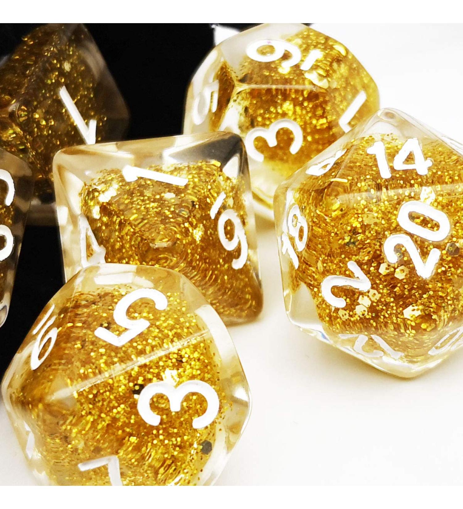 Haxtec Gold Glitter DND Dice Set - 7PCS Polyhedral Dungeons and Dragons Dice for Roleplaying Games - Buy Online on SooperMarket.com