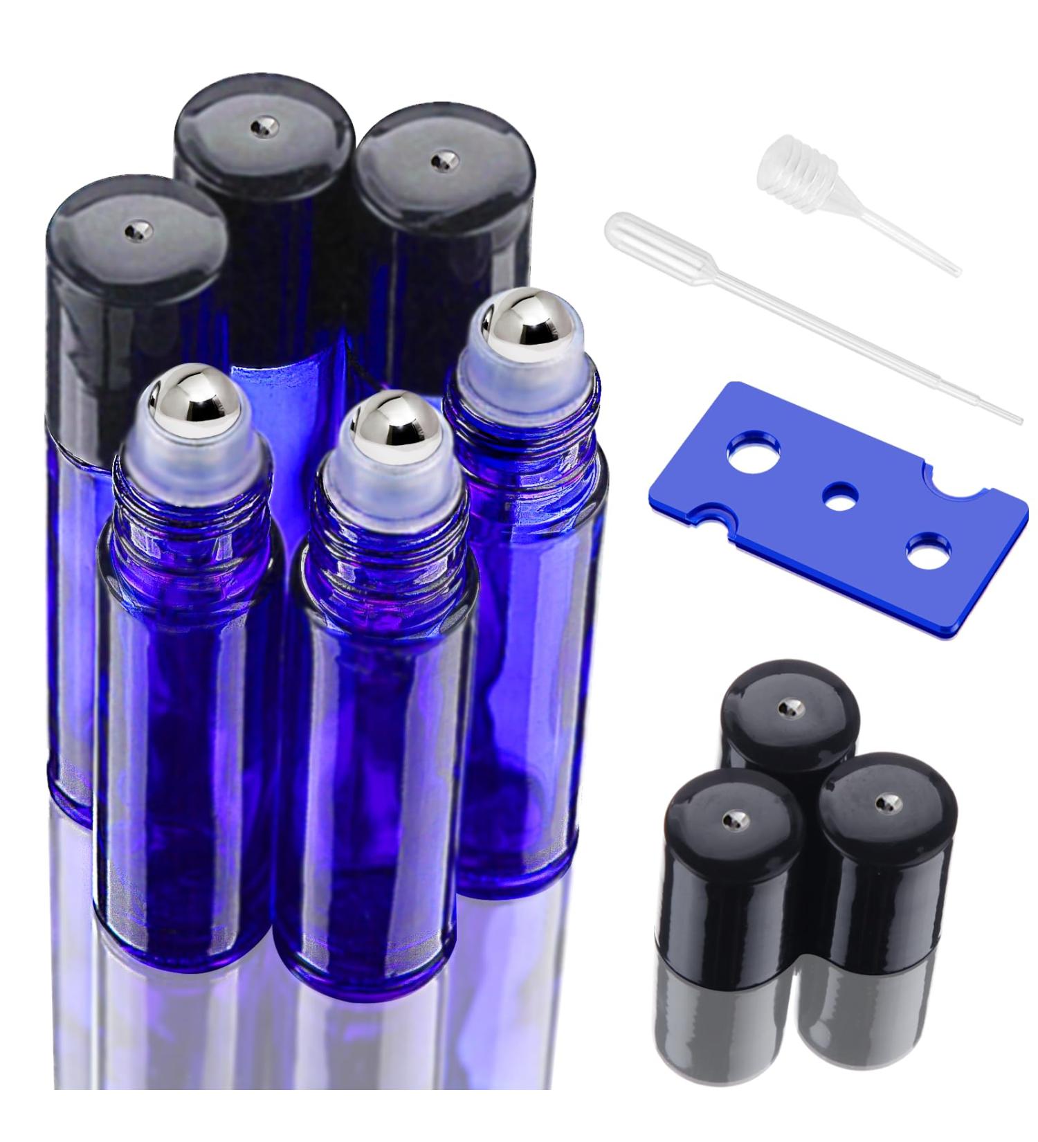 Roll on Glass Bottles for Essential Oil Pack of 6 Blue Roll On Oil Bottle Empty 10 ml Rollon Bottles for Oils with Stainless Steel Roller Ball Essential Oils Roll On for Essential Oils Lotions  - Buy Online on SooperMarket.com