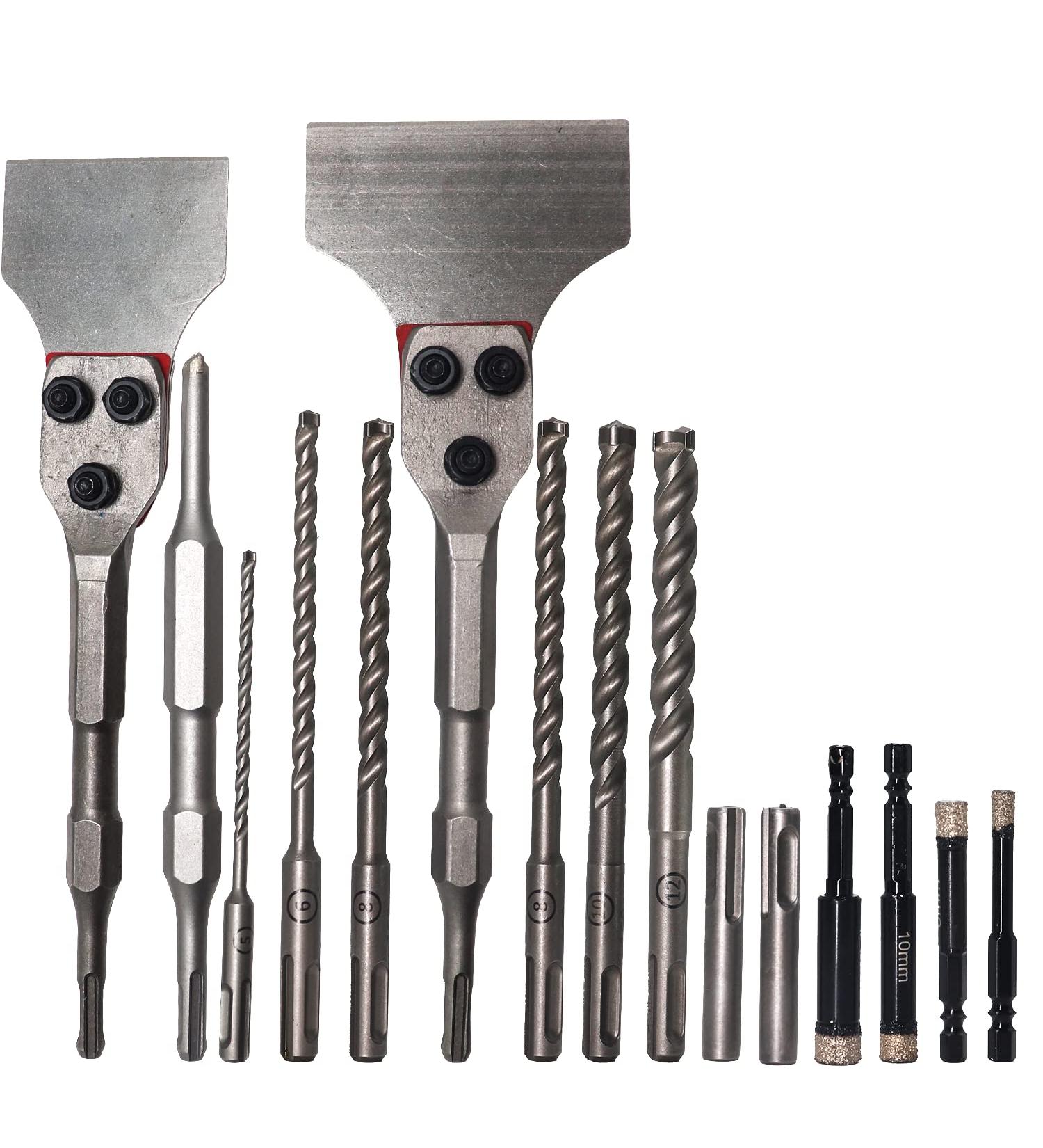 17pcs SDS Plus Rotary Hammer Drill Bits & Chisels Set with Strong Case - DEHUIWI - New Arrival - Buy Online on SooperMarket.com