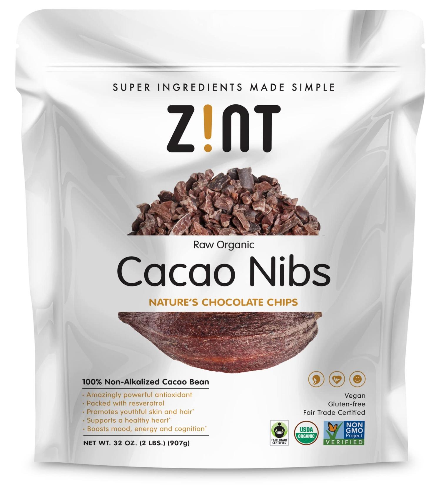 Zint Organic Cacao Nibs 32 oz - Fair Trade, Paleo-Certified, Organic, Non-GMO Antioxidant Superfood - Buy Online on SooperMarket.com