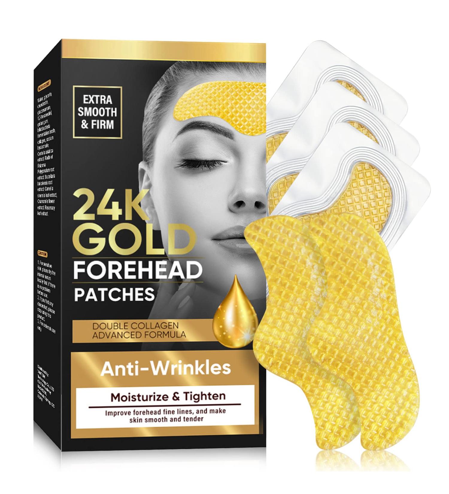 24K Gold Collagen Forehead Wrinkle Patches - Smooth Frown Lines - Buy Online on SooperMarket.com