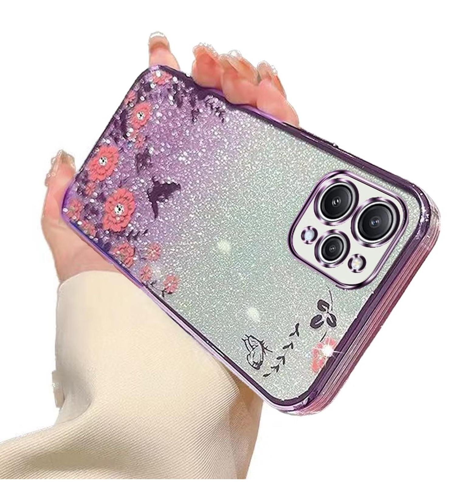 Buy Tivenfezk Nadoli Glitter Diamond Case for Xiaomi Redmi 12 - Sparkle Flower Butterfly Silicone Cover | Shiny Protective Frame in Purple - Buy Online on SooperMarket.com