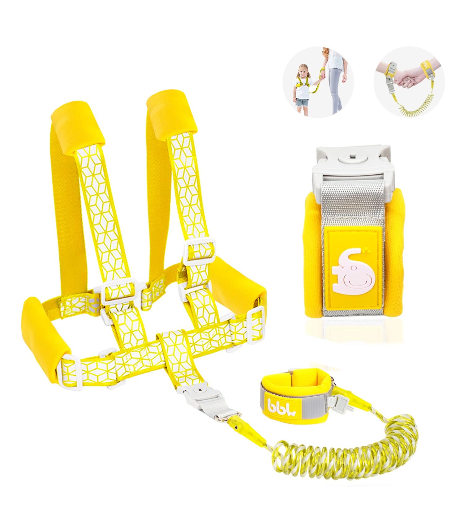 Toddler Safety Harness with Lock and Anti Lost Wrist Link, Reflective Tape Liner - Yellow Leash (6.5ft) - Buy Online on SooperMarket.com