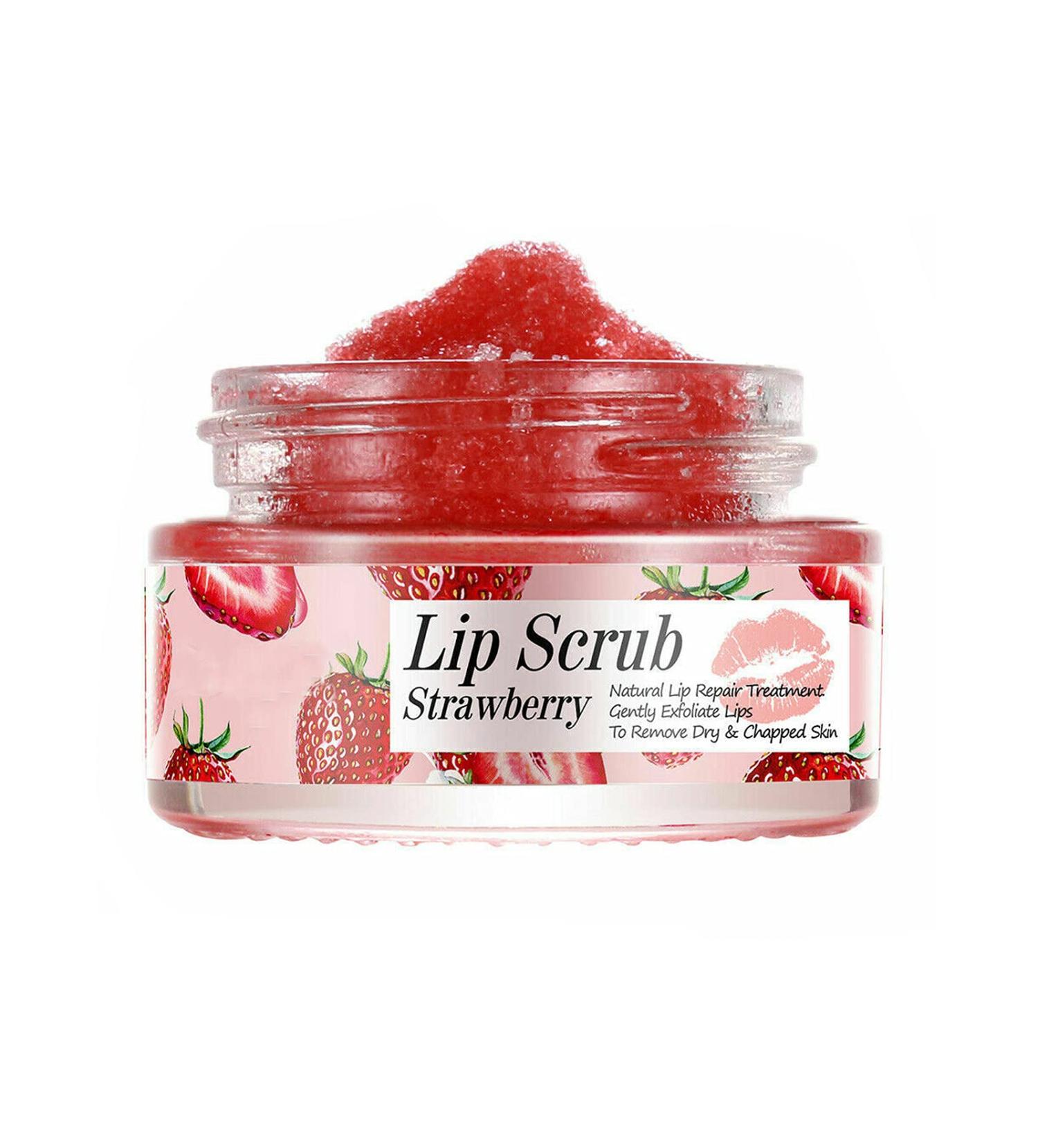 Strawberry Lip Scrub & Sleep Mask | Exfoliate Moisturize & Repair Dry Lips - Best Lip Care Products Online - Buy Online on SooperMarket.com