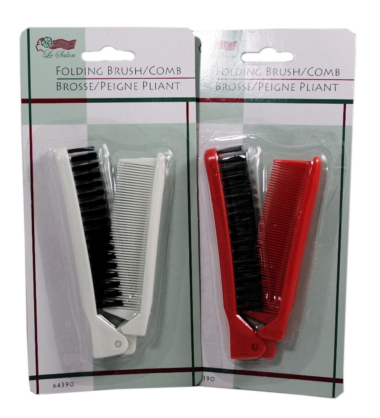Folding Compact Travel Pocket Hair Brush/Comb Set - 1 Red, 1 White | Le Salon - Buy Online on SooperMarket.com