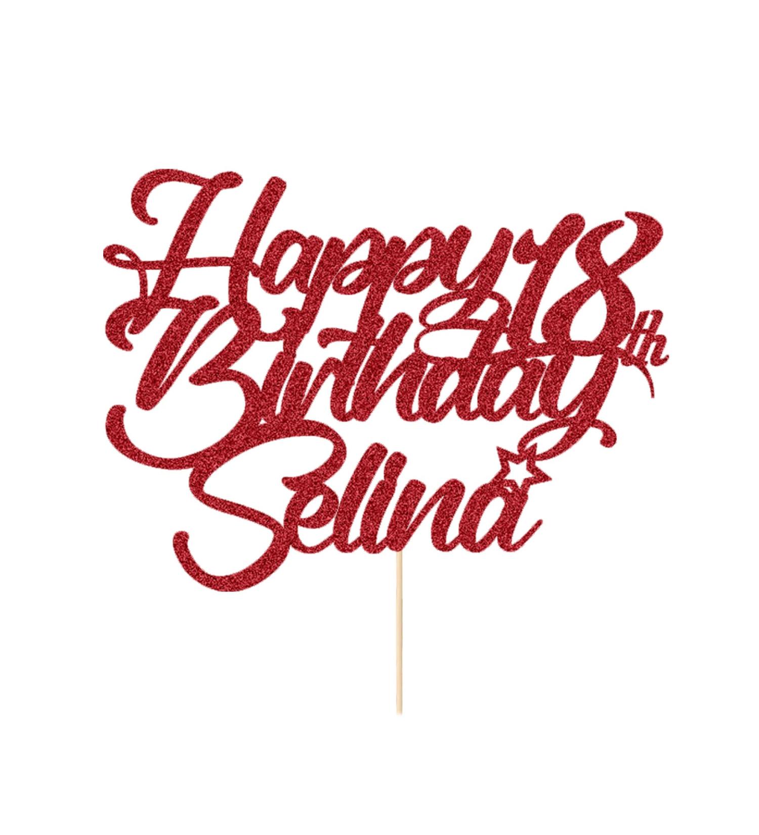 Personalised Cake Topper Happy Birthday Cake Topper Custom Cake Toppers Cake Decorations Cake Topper with Any Name Age for 1st 10th 16th 18th 20th 21st 30th 40th 50th 60th 70th 80th (Red)