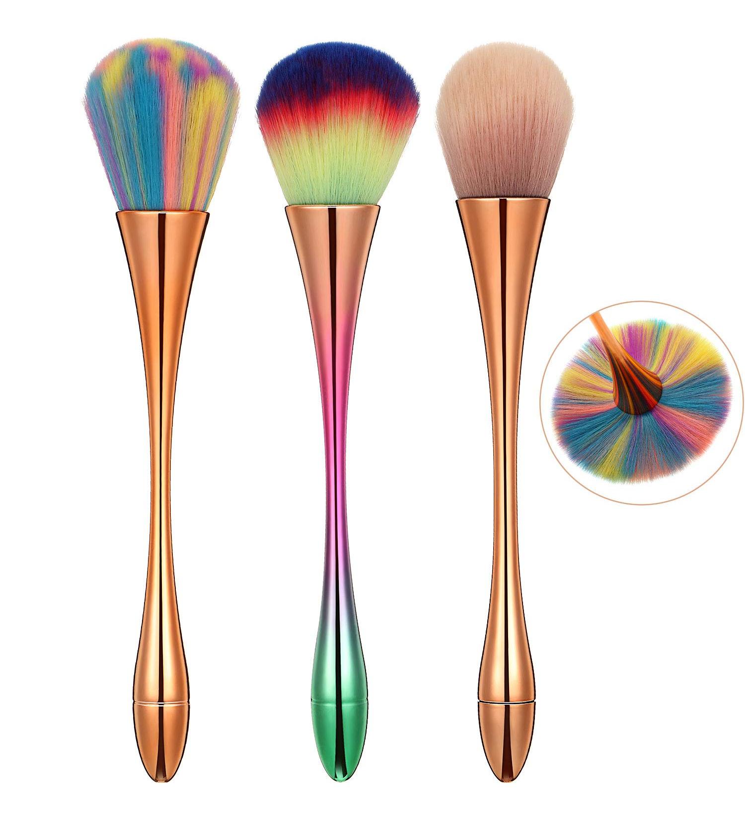 3-Piece Large Powder Mineral Brushes Set - Soft Fluffy Kabuki Foundation & Blush Brushes for Daily Makeup - Colorful Nail Design Dust Brushes - Buy Online on SooperMarket.com