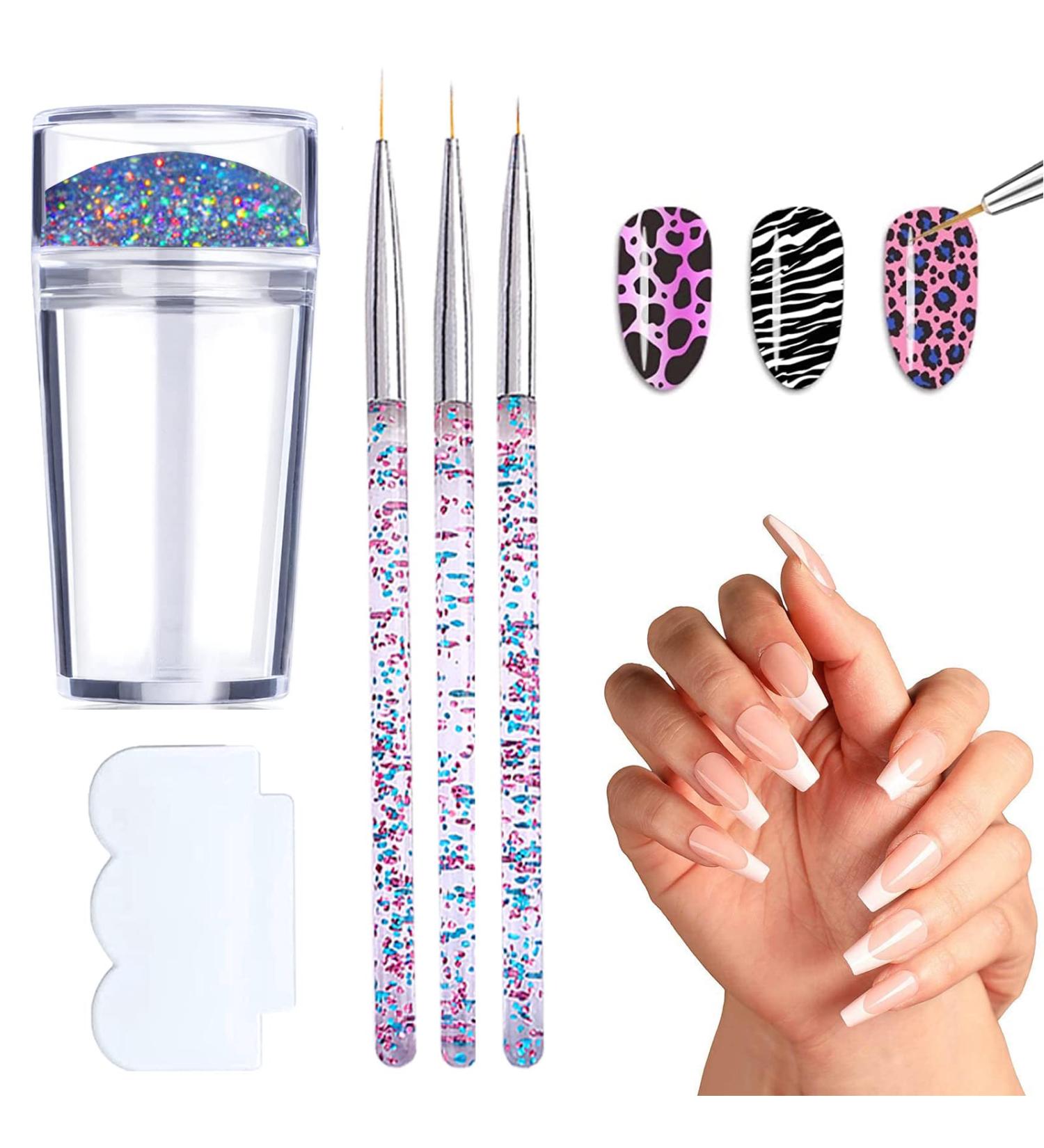 Clear Silicone Jelly Stamper Nail Art Brushes - French Tip Nail Design Manicure Tools - Buy Online on SooperMarket.com
