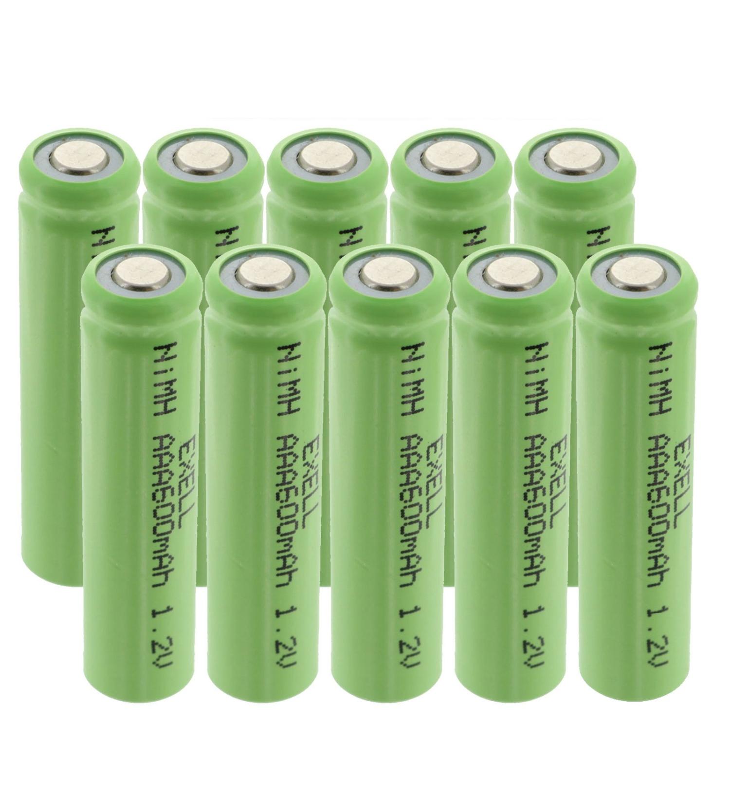 10x Exell 1.2V 600mAh NiMH AAA Size Rechargeable Flat Top Batteries use with high power static applications (Telecoms UPS and Smart grid) radio controlled devices electric tools electric mopeds
