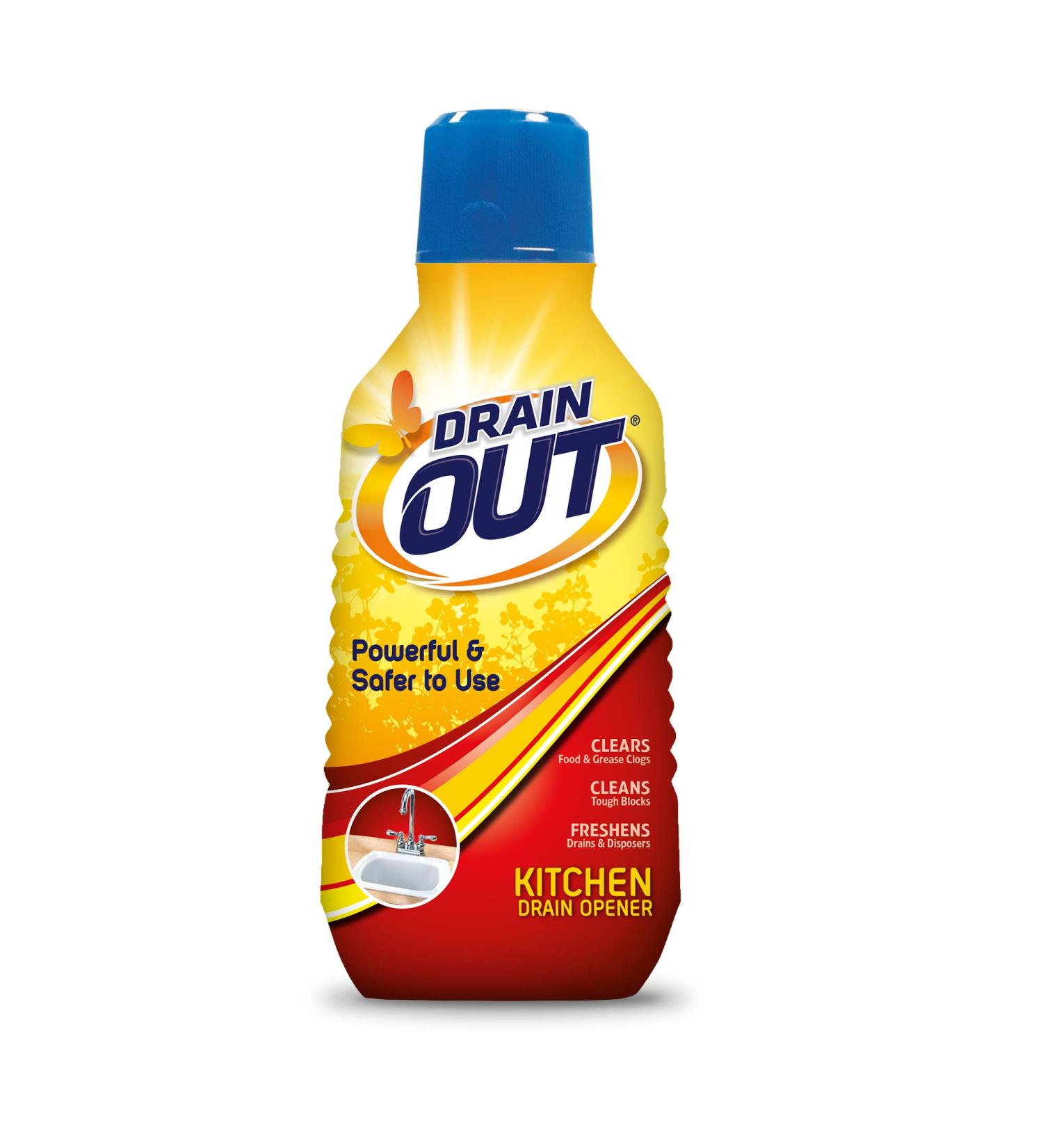 Drain OUT Kitchen Drain Opener & Cleaner - 16 oz Citrus Grease Remover for Food Blockages - Fast & Effective International Shipping - Buy Online on SooperMarket.com