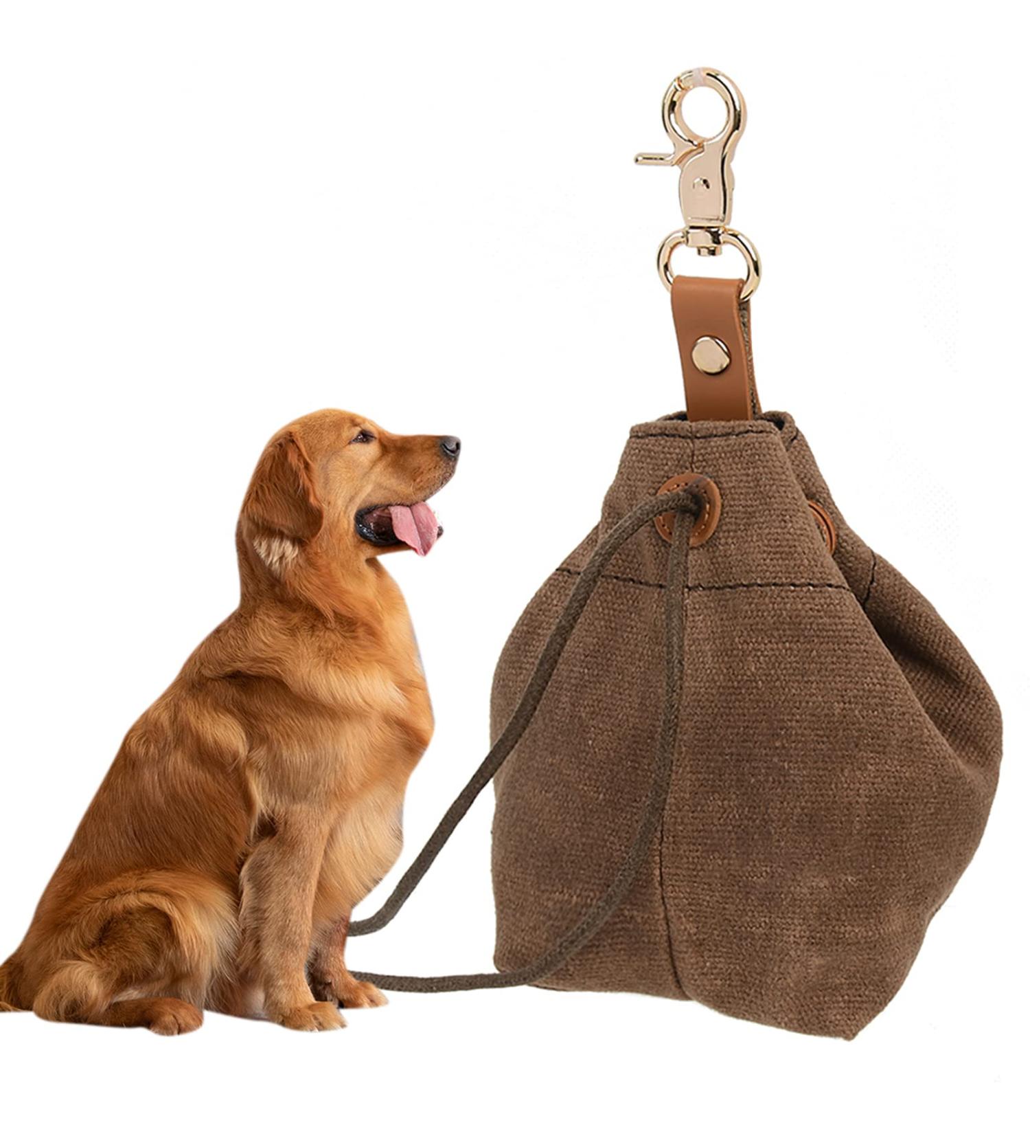 Shop TMBMLPP Dog Treat Feed Bag - Brown | Clip Buckle & Shrink Pockets for Puppy Training & Travel | Perfect for Toys & Delicacies - International Shipping Available - Buy Online on SooperMarket.com