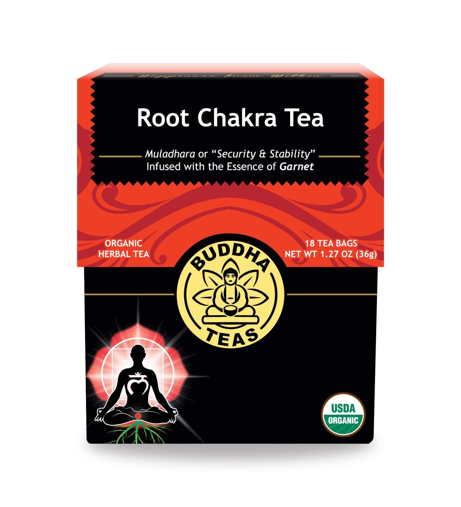 Organic Root Chakra Tea - Buddha Teas, USDA & OU Kosher, 18 Bleach-Free Bags - Buy Online on SooperMarket.com