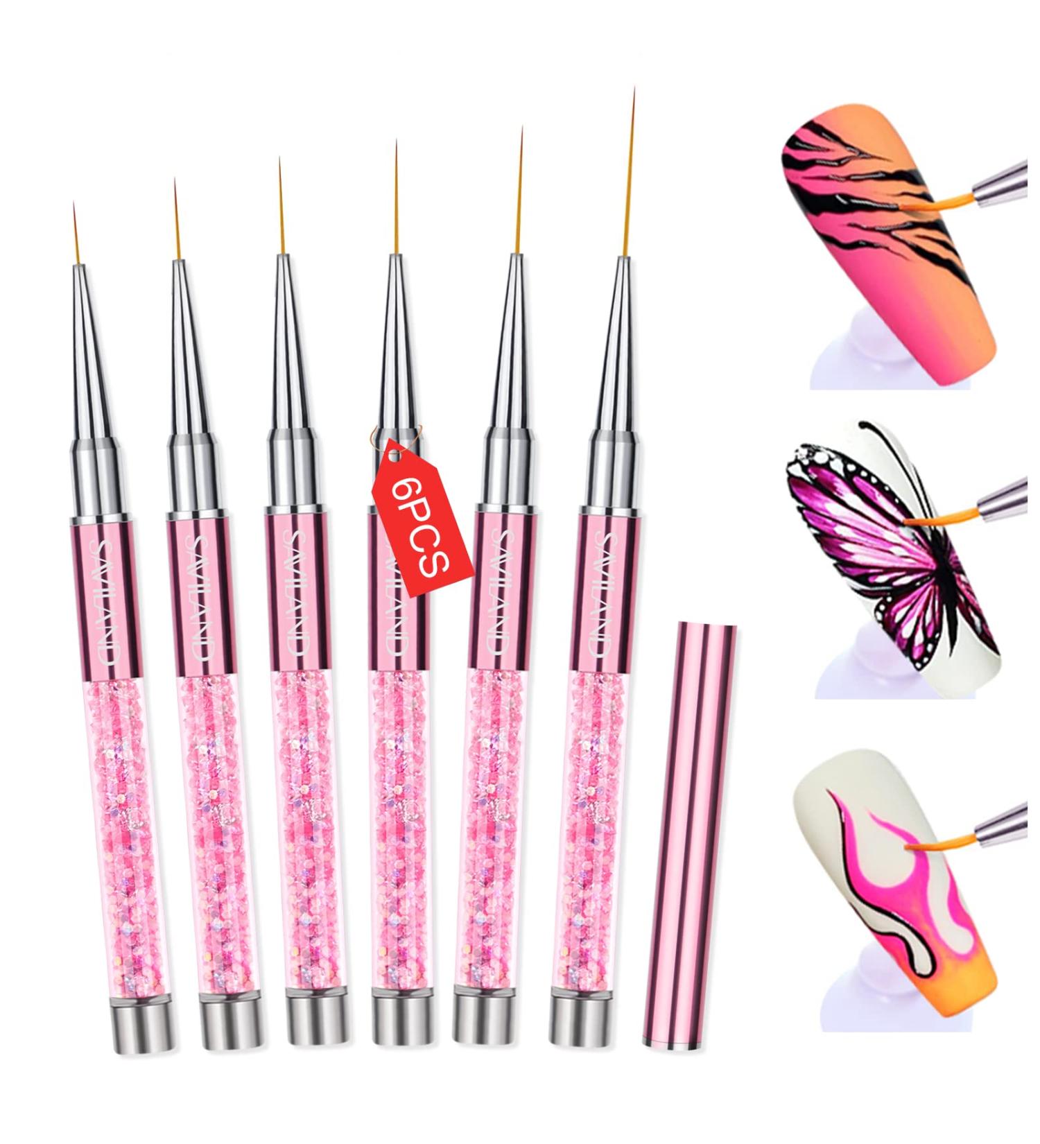 Saviland Nail Art Liner Brush Set - 6-Piece Rose Gold Nail Design Tool for Precision Liner Art & French Manicure - Buy Online on SooperMarket.com