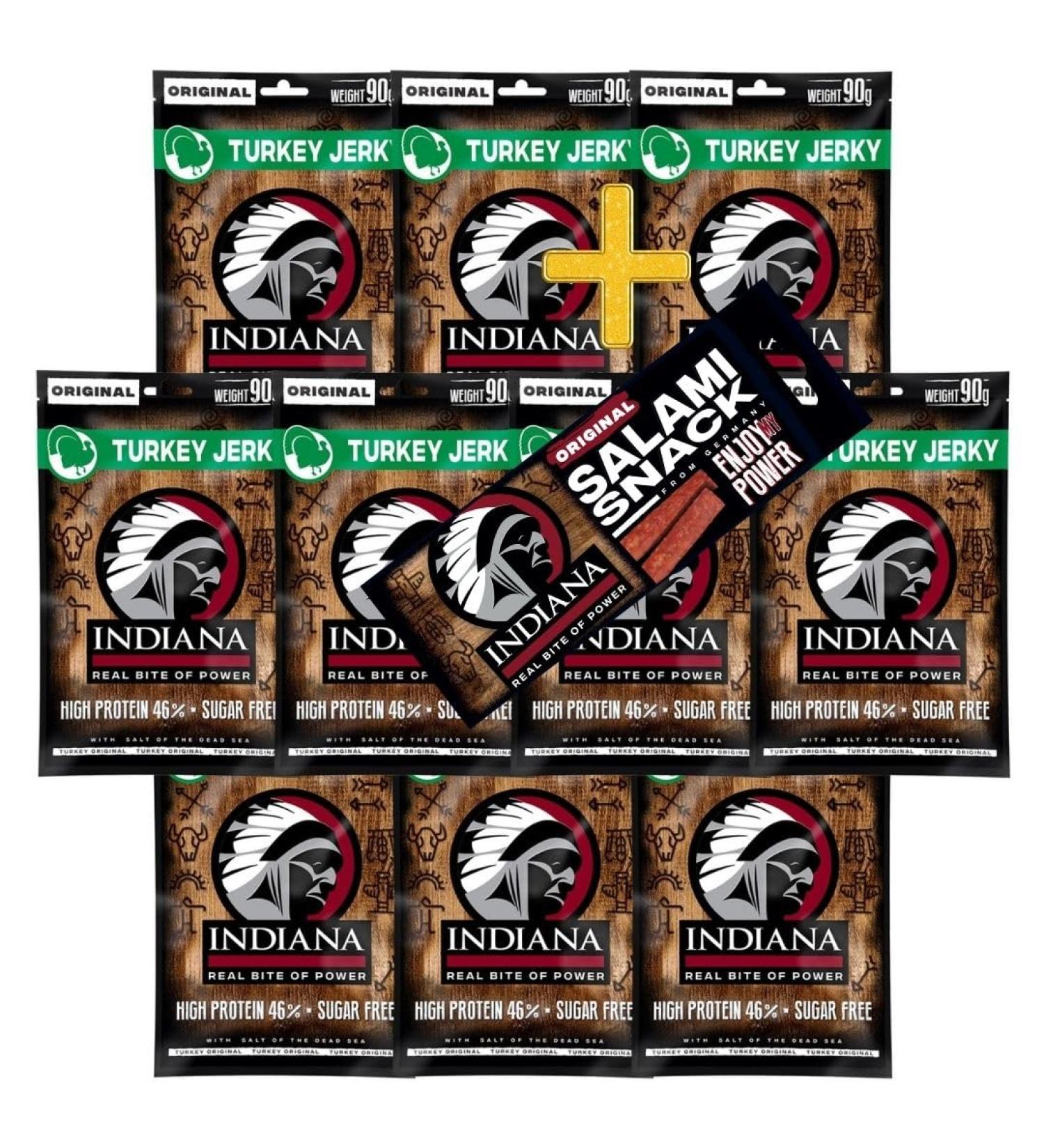 Indiana Beef Jerky - High Protein Dried Meat Snack | No Added Sugar | 18g - 10 x 90g Turkey Jerky - Buy Online on SooperMarket.com