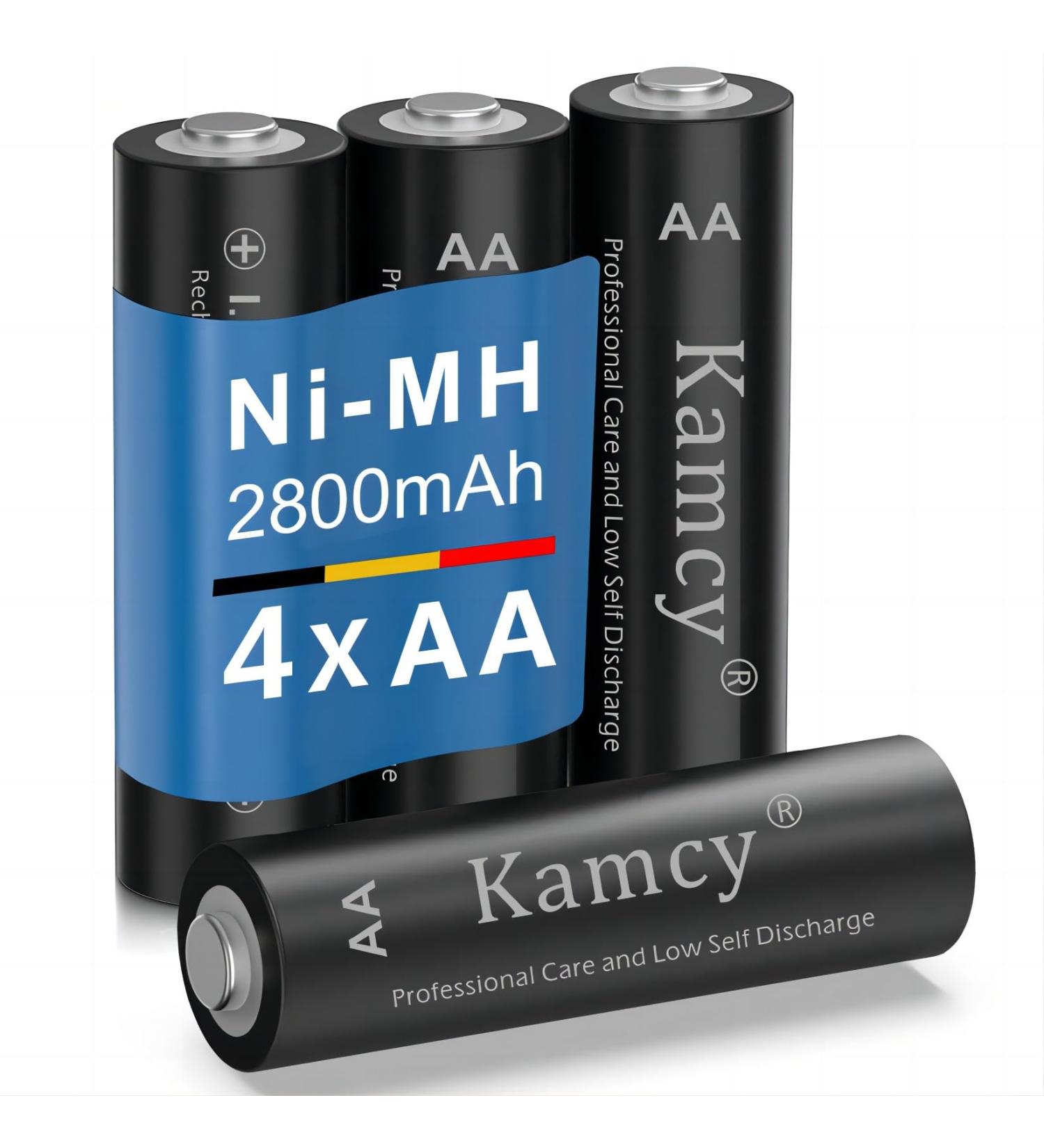 Rechargeable AA Batteries - High-Capacity 2800mAh NIMH Pre-Charged for Solar Use - 4 Count Pack | Universal Double A Battery - Buy Online on SooperMarket.com