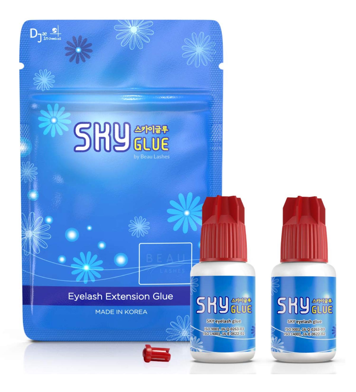 Sky Glue S+ - 2 Bottles | Super Strong Black Lash Extension Adhesive | Fast Drying/7+ Week Retention | Professional Grade for Long Lasting Semi Permanent Individual Lash Extensions - Buy Online on SooperMarket.com