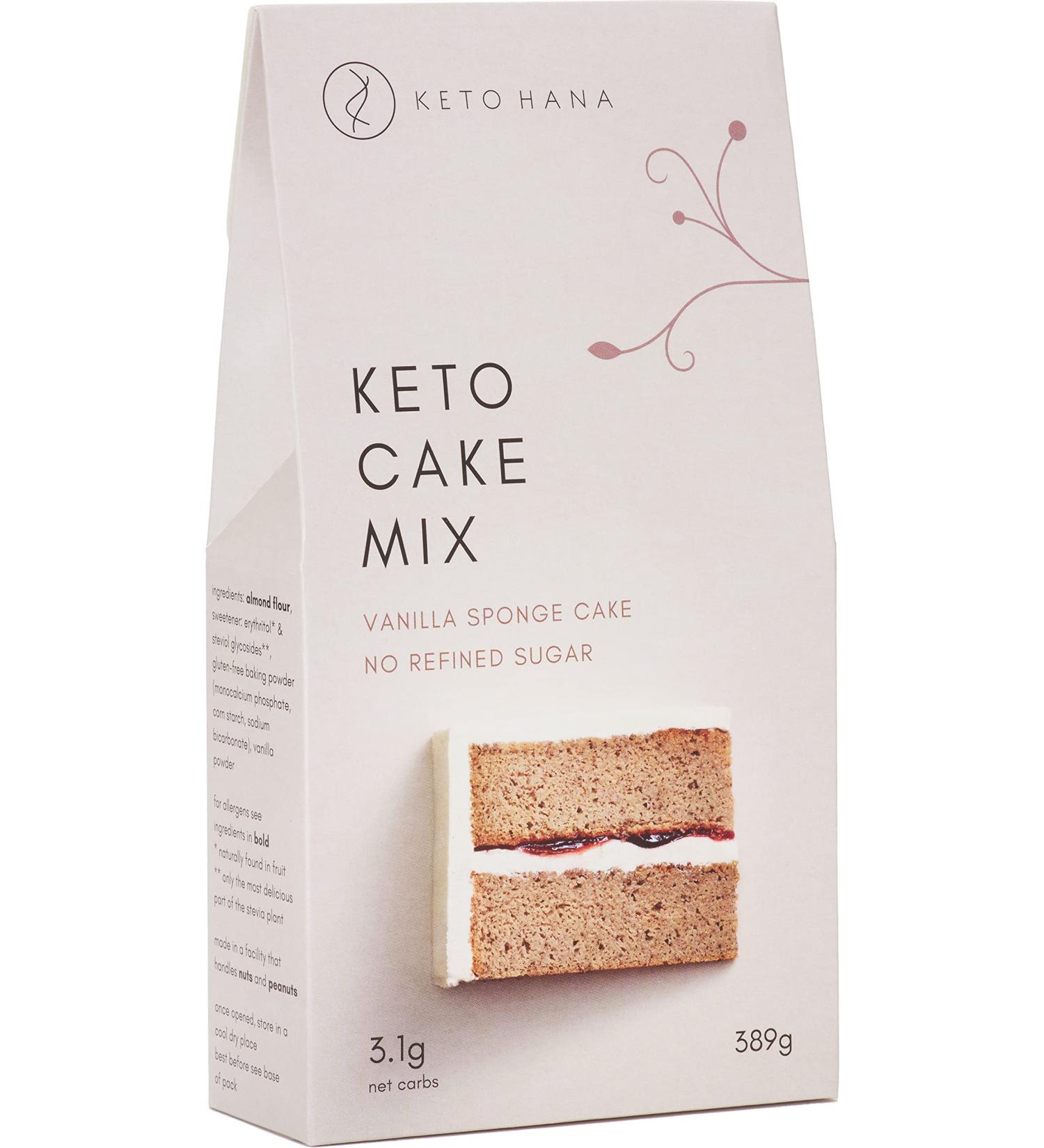 Keto Hana Healthy Keto Diet Vanilla Sponge Cake Baking Mix Without Any Refined Sugars or Flour - Only 3.1g Net Carbs Per Serving - Buy Online on SooperMarket.com