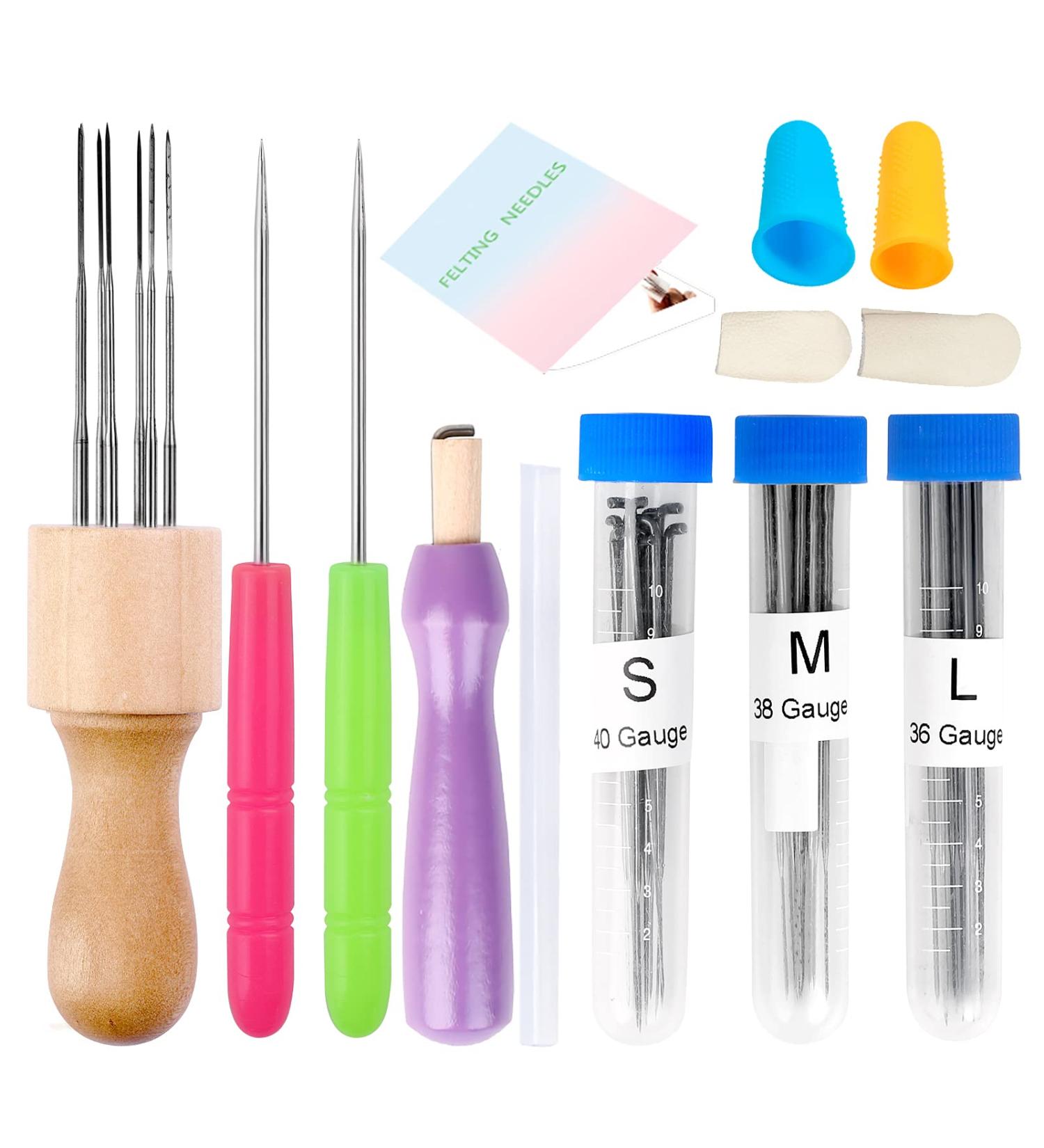 ZMAAGG Felting Needle Set - 43 Pieces with Wood Handles, Awl, and Instruction for DIY Felting - 3 Sizes Included - Buy Online on SooperMarket.com