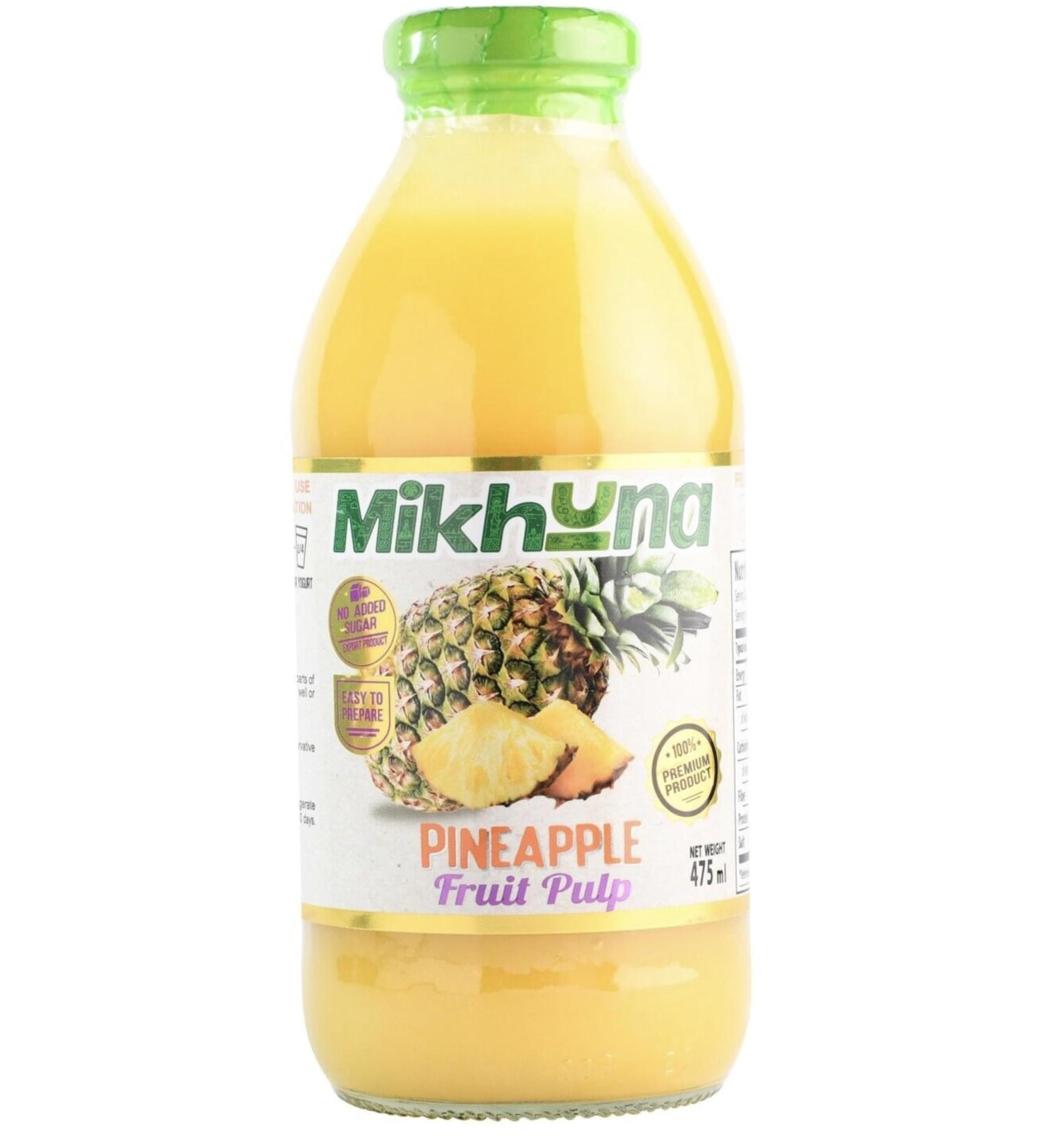 Mikhuna Pineapple Fruit Pulp 475ml - Ideal for Juice, Smoothies, Desserts, Cocktails, Ice Cream & Sauces - Buy Online on SooperMarket.com
