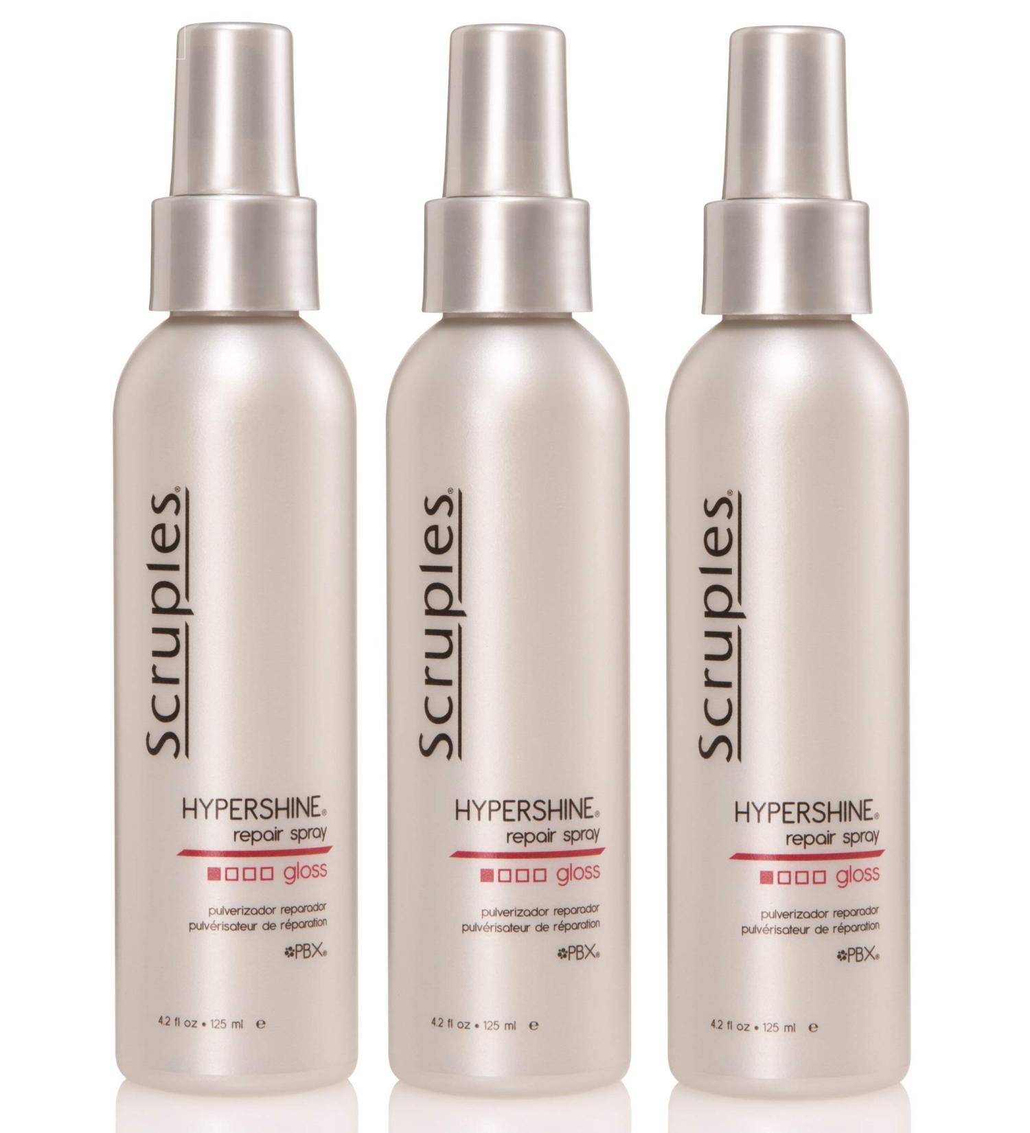 Scruples Hypershine Repair Spray - Reparative Hair Gloss + Finishing Spray Infused With Argan Oil - Humidity Resistant + Smoothing Hair Shine Spray - For All Hair Types (4.2 oz pack of 3)