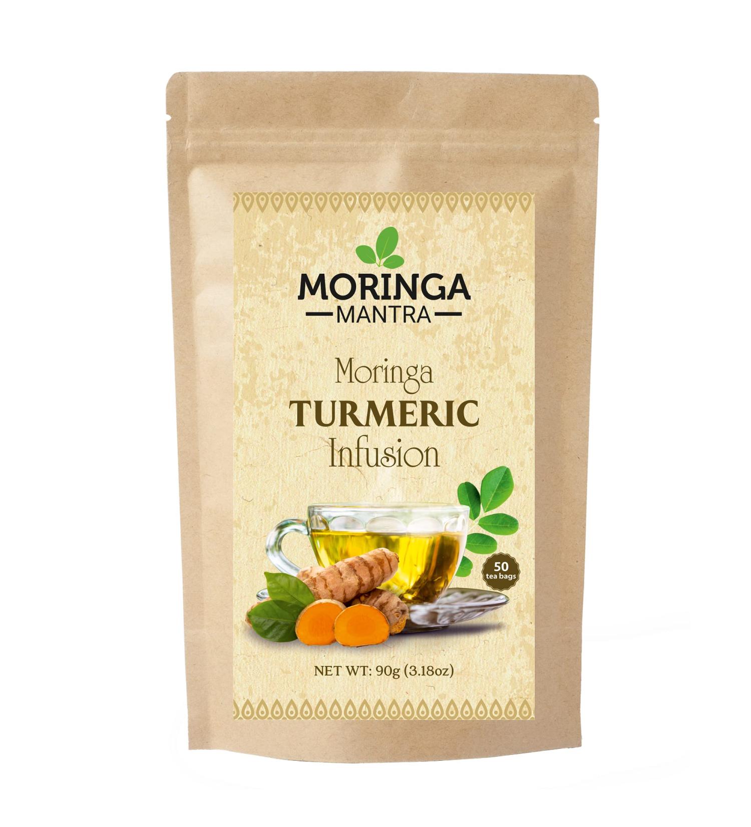 Moringa Mantra Moringa Turmeric Herbal Tea Infusion 50 Enveloped Tea Bags Organically Grown Moringa - Buy Online on SooperMarket.com